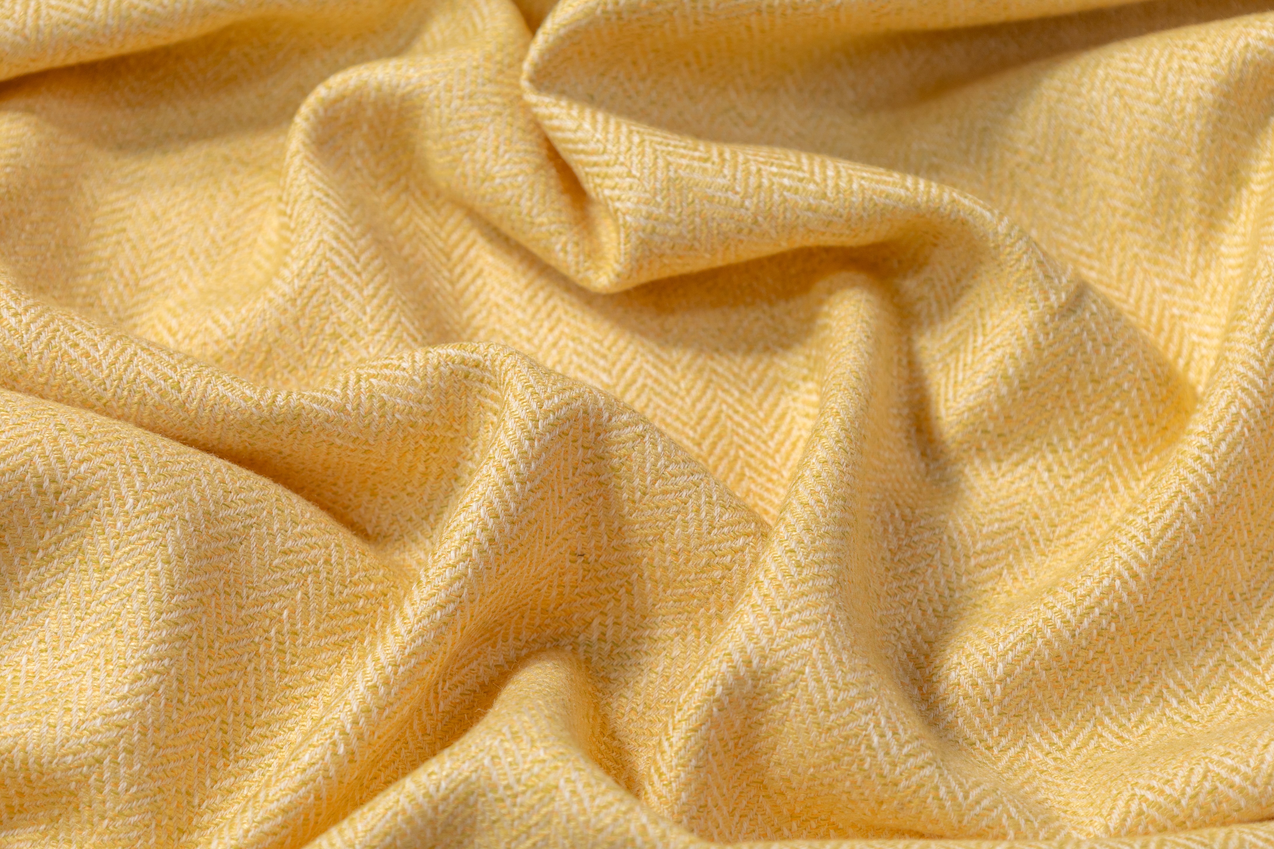 Italian Herringbone Camel Hair Wool Suiting - Yellow
