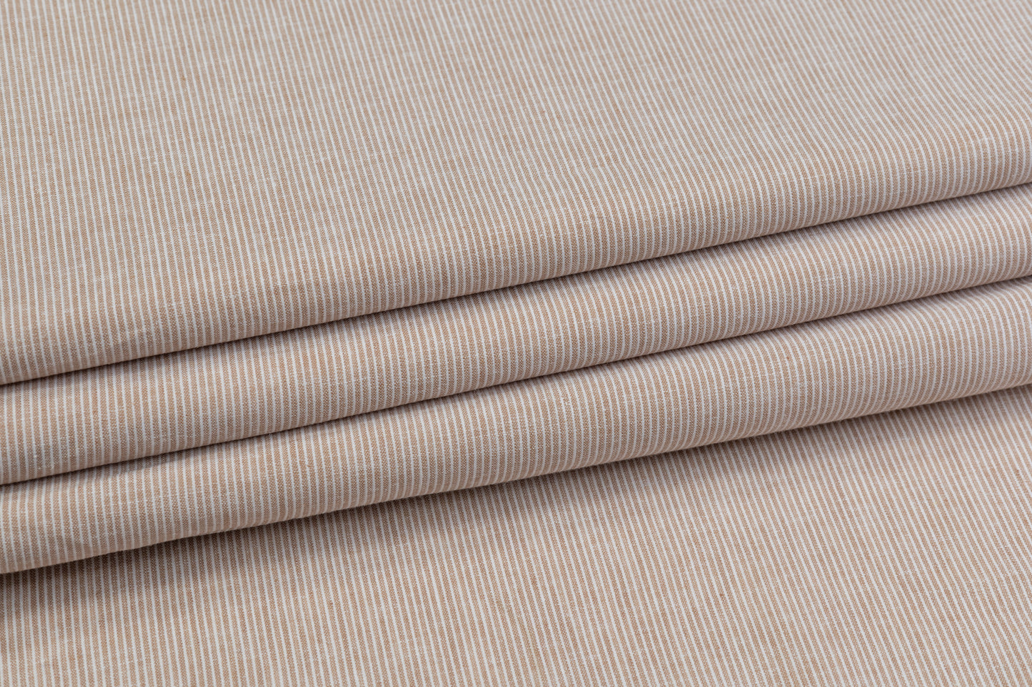 Hairline Striped Printed Italian Linen - Taupe / White