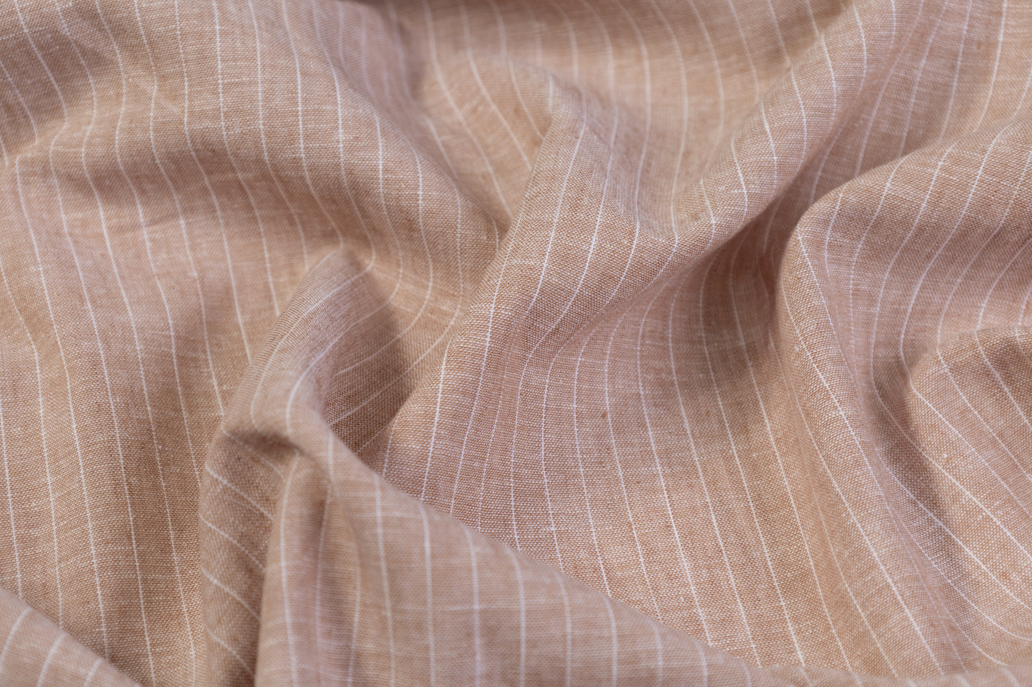 Pin Striped Printed Italian Linen - Taupe / White