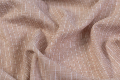 Pin Striped Printed Italian Linen - Taupe / White