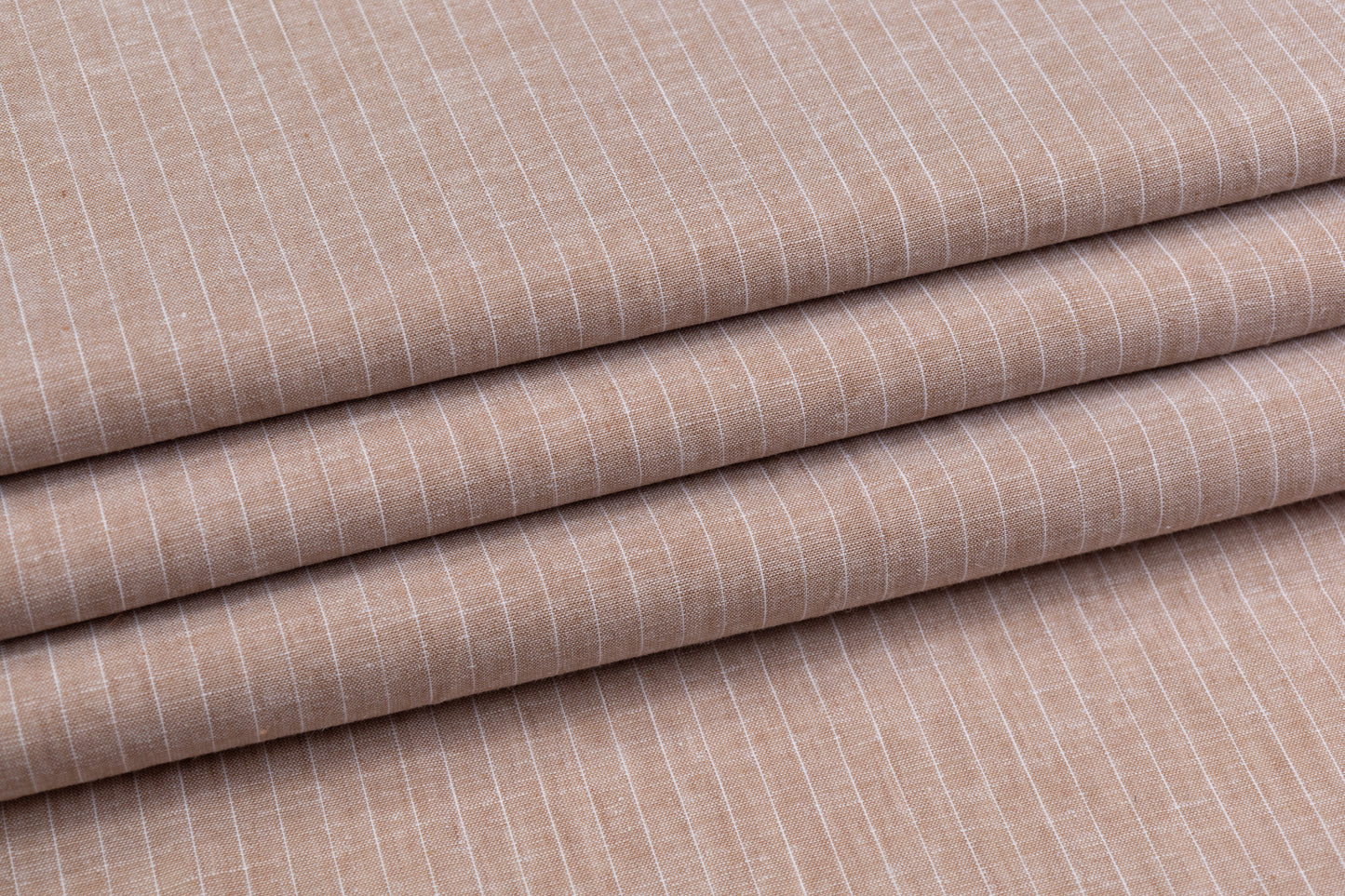 Pin Striped Printed Italian Linen - Taupe / White
