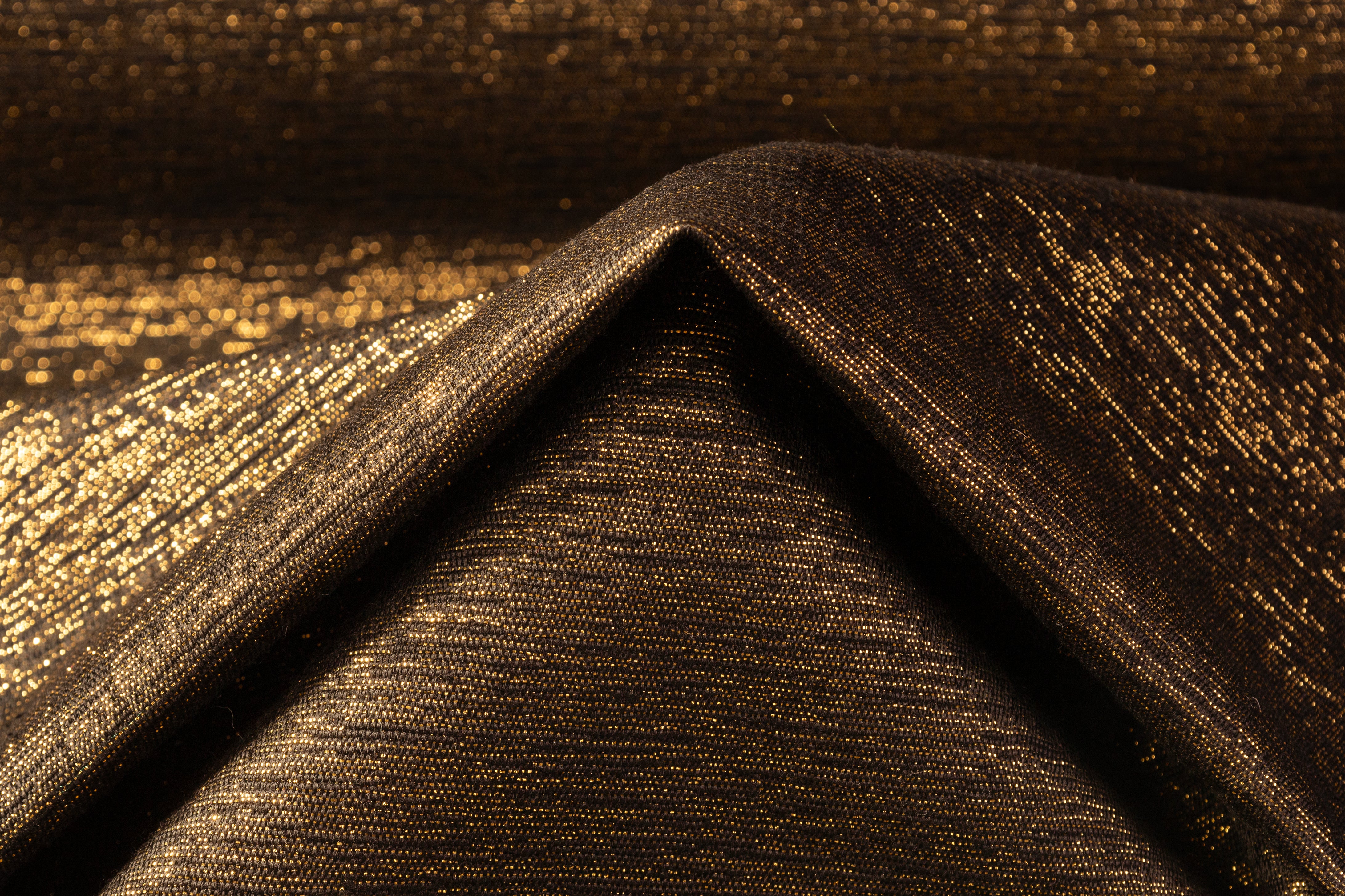 Metallic Italian Brocade - Black / Gold