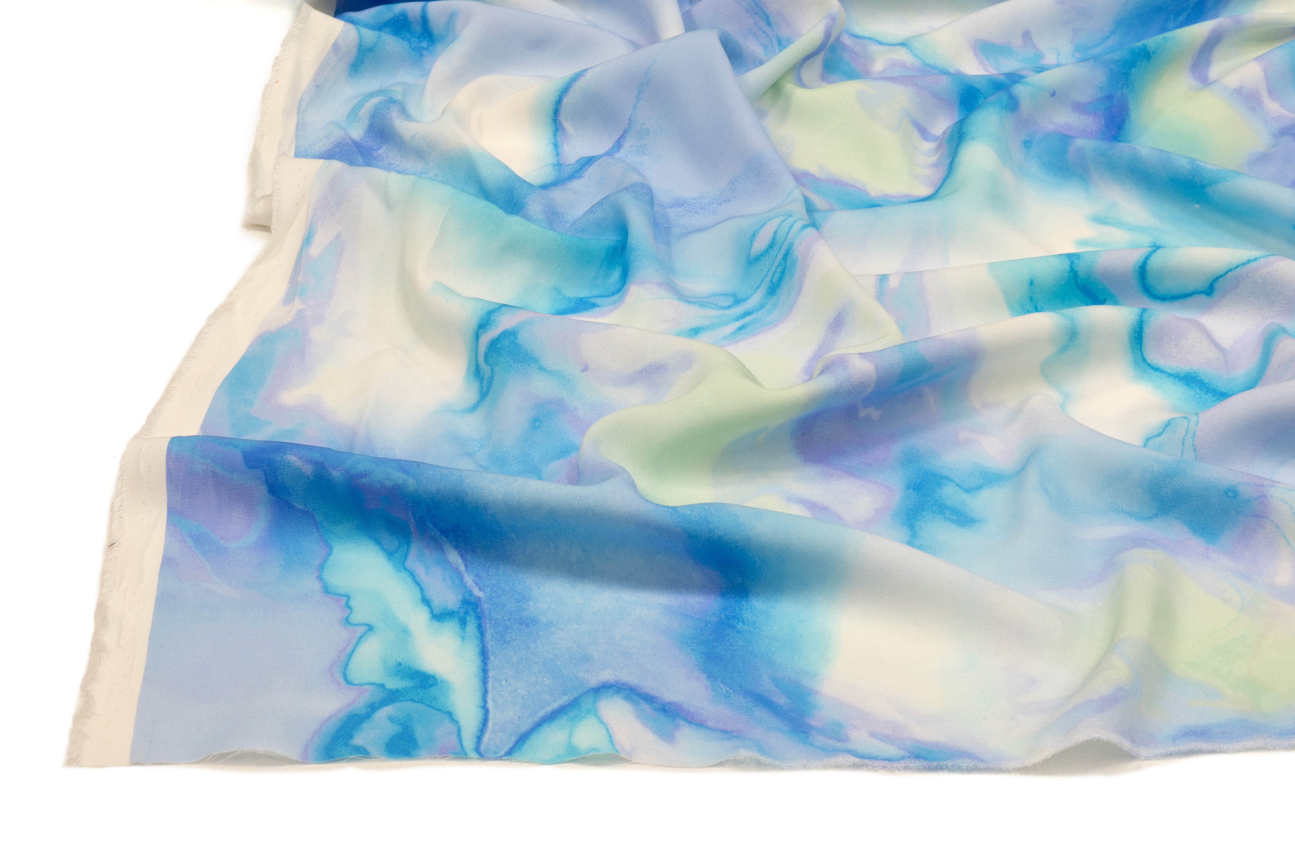 Watercolor Italian 4 Ply Silk Crepe - Blue / Lavender / Grene