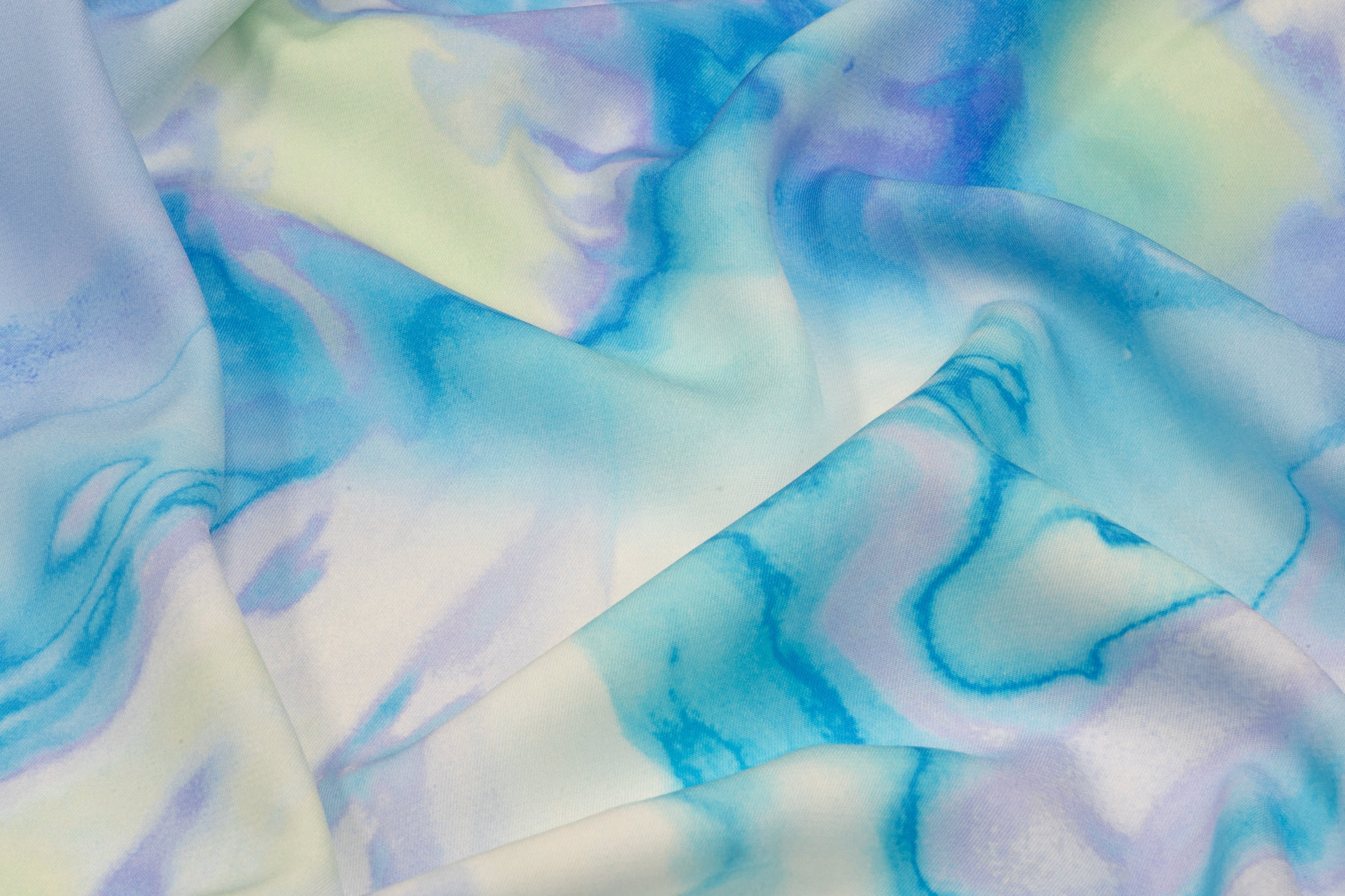 Watercolor Italian 4 Ply Silk Crepe - Blue / Lavender / Grene