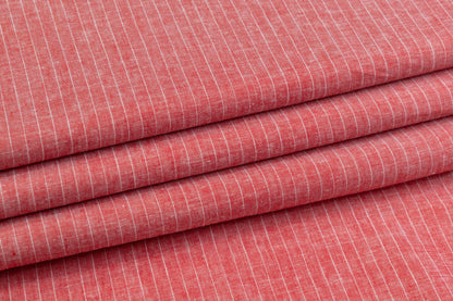 Pin Striped Printed Italian Linen - Red / White
