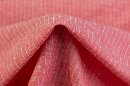 Pin Striped Printed Italian Linen - Red / White