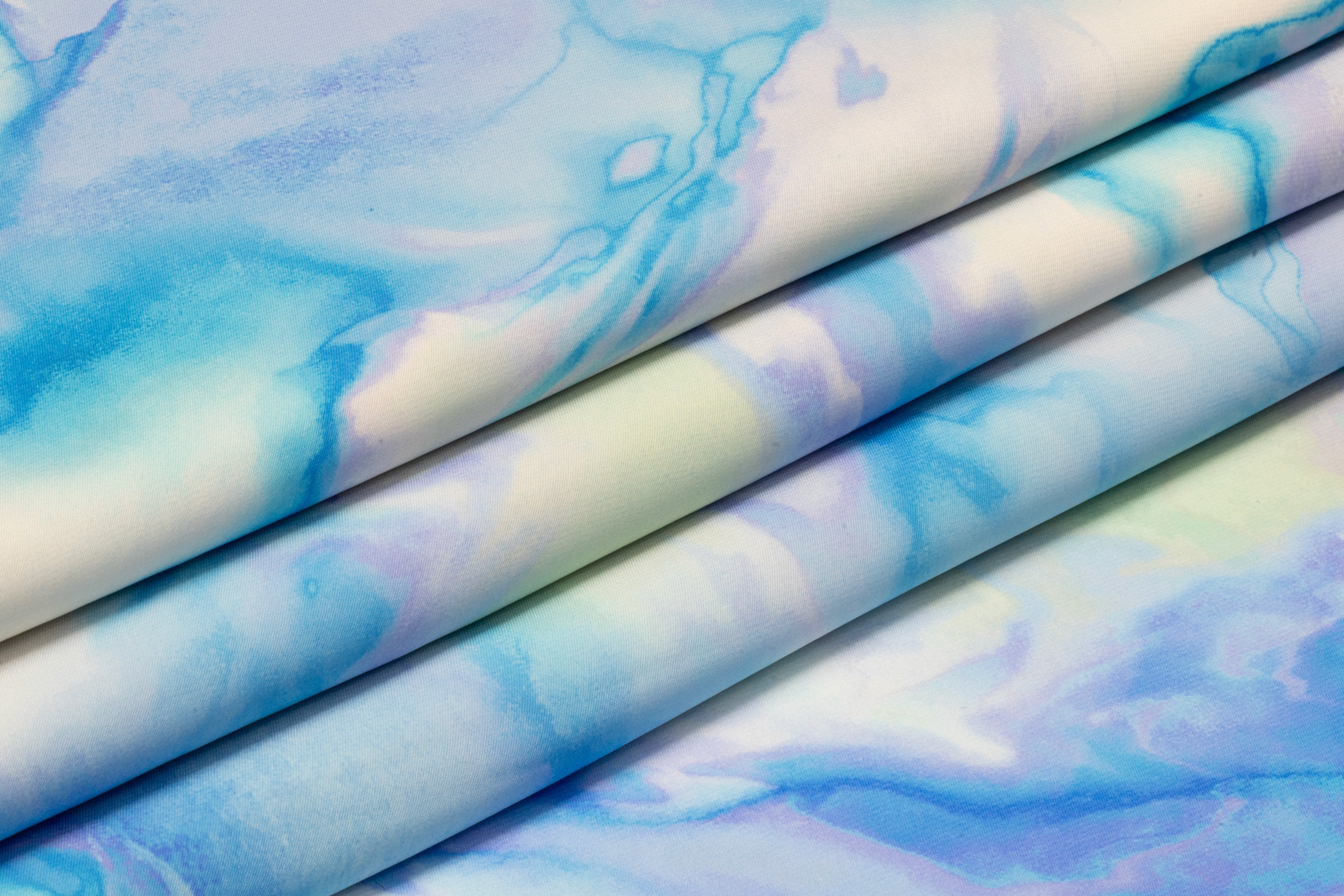 Watercolor Italian 4 Ply Silk Crepe - Blue / Lavender / Grene