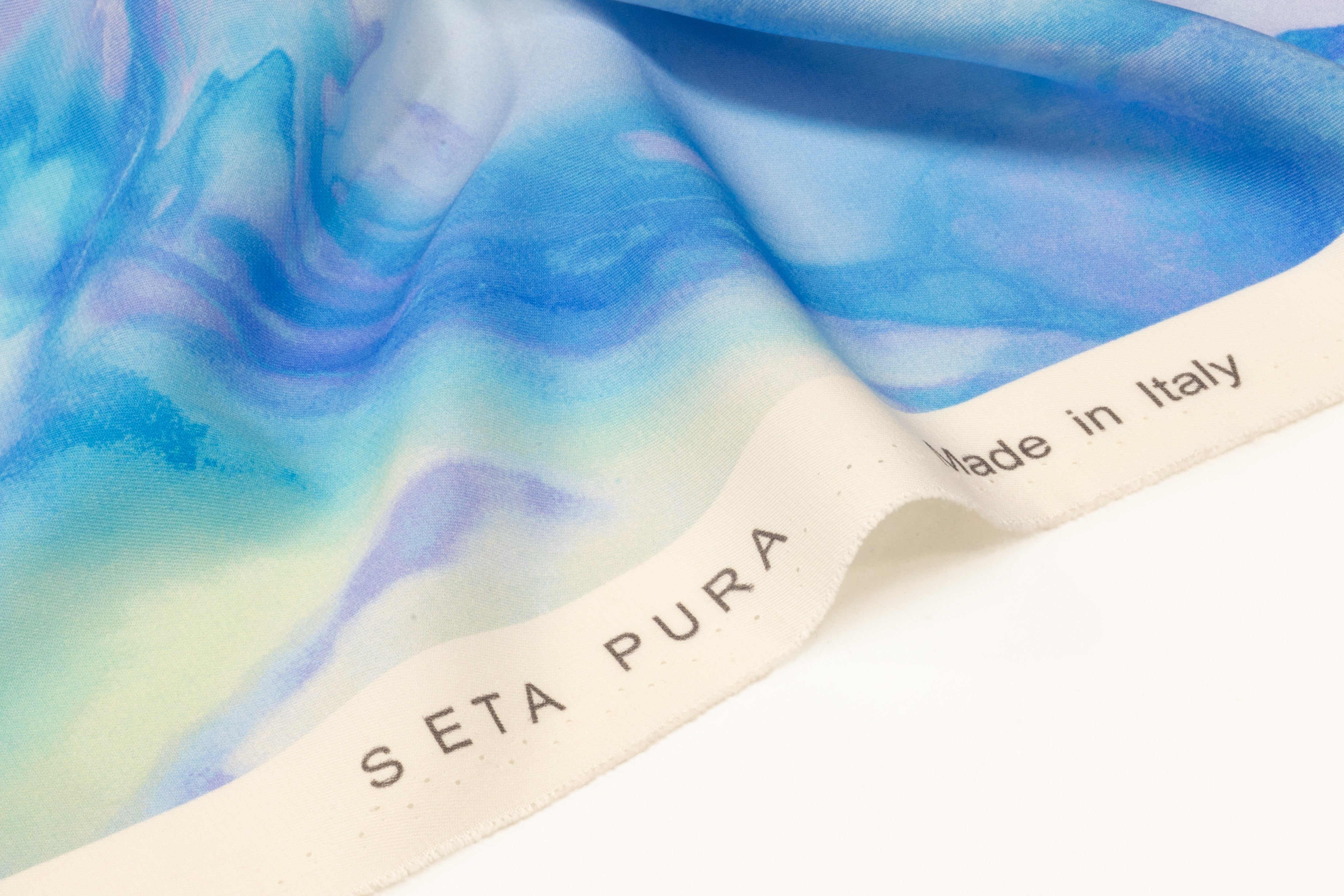 Watercolor Italian 4 Ply Silk Crepe - Blue / Lavender / Grene