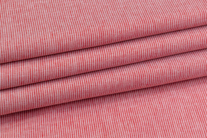 Hairline Striped Printed Linen - Red / White