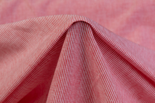 Hairline Striped Printed Linen - Red / White