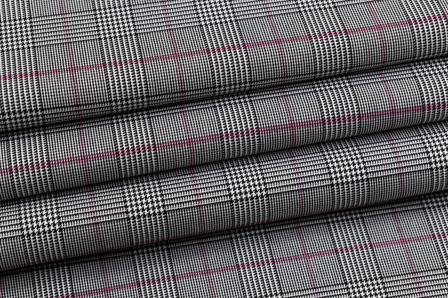 Glen Check Stretch Viscose Suiting - Gray / Pink