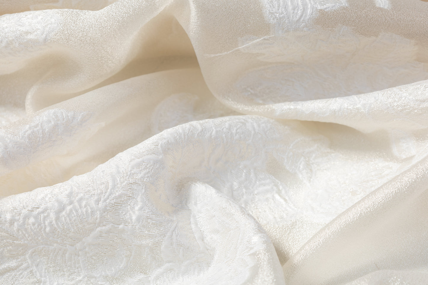 Floral Metallic Organza Fil Coupé Brocade - Off White