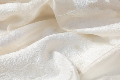Floral Metallic Organza Fil Coupé Brocade - Off White