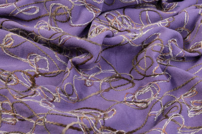 Embroidered Cotton Poly Wool Coating - Purple