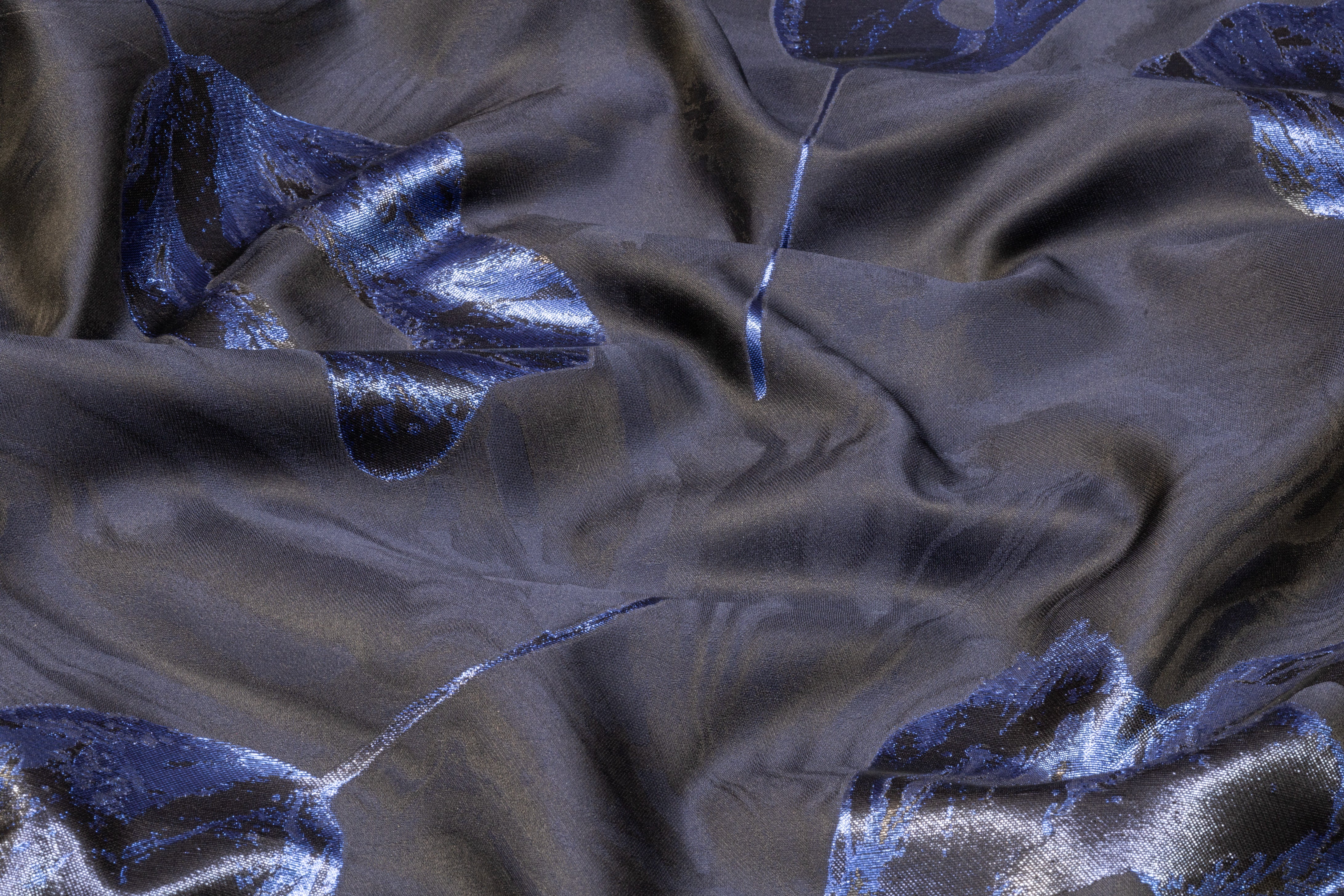 Carnet - Floral Metallic Italian Silk Blend Brocade - Navy