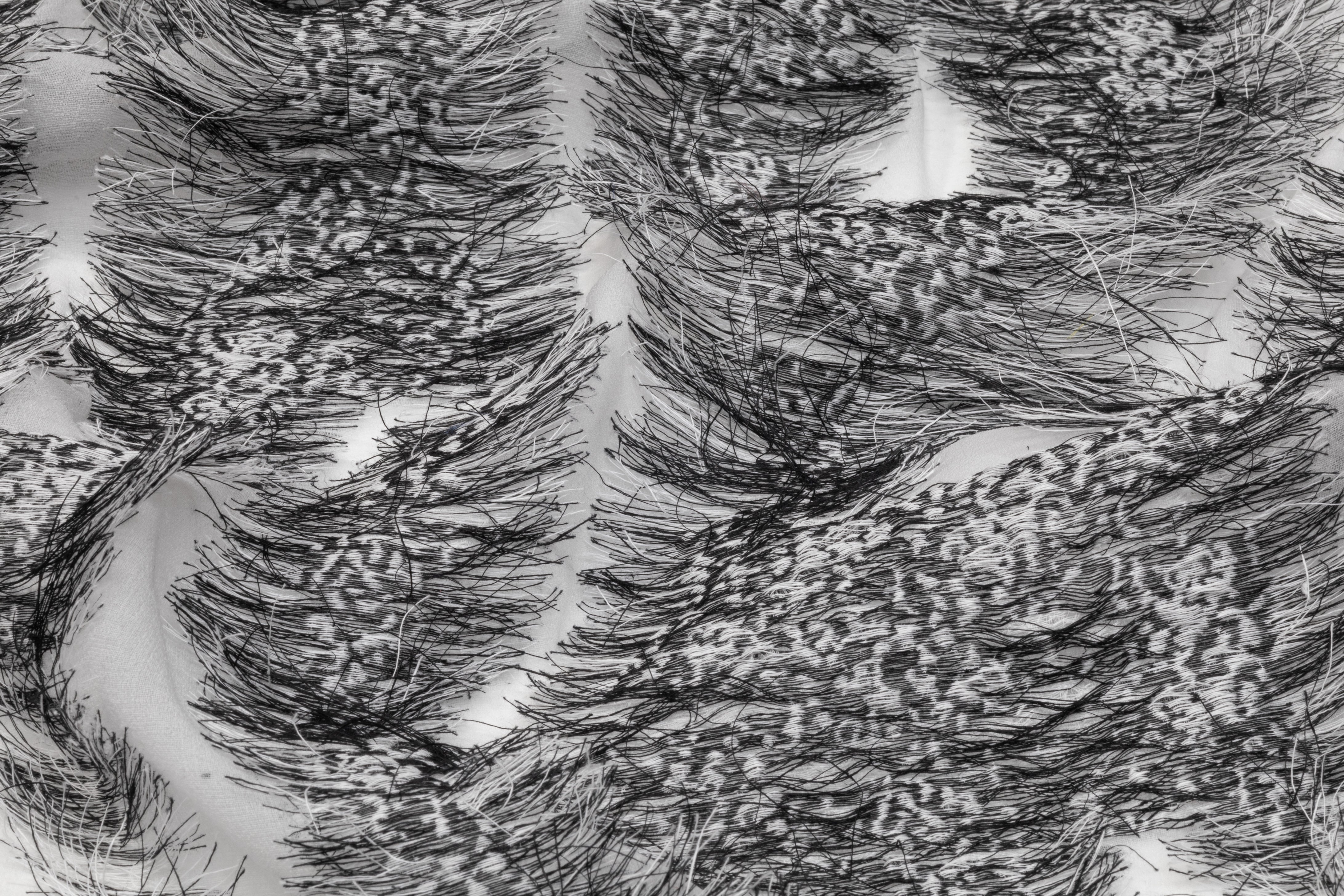 Fringed Italian Silk Blend Organza Fil Coupé - Gray