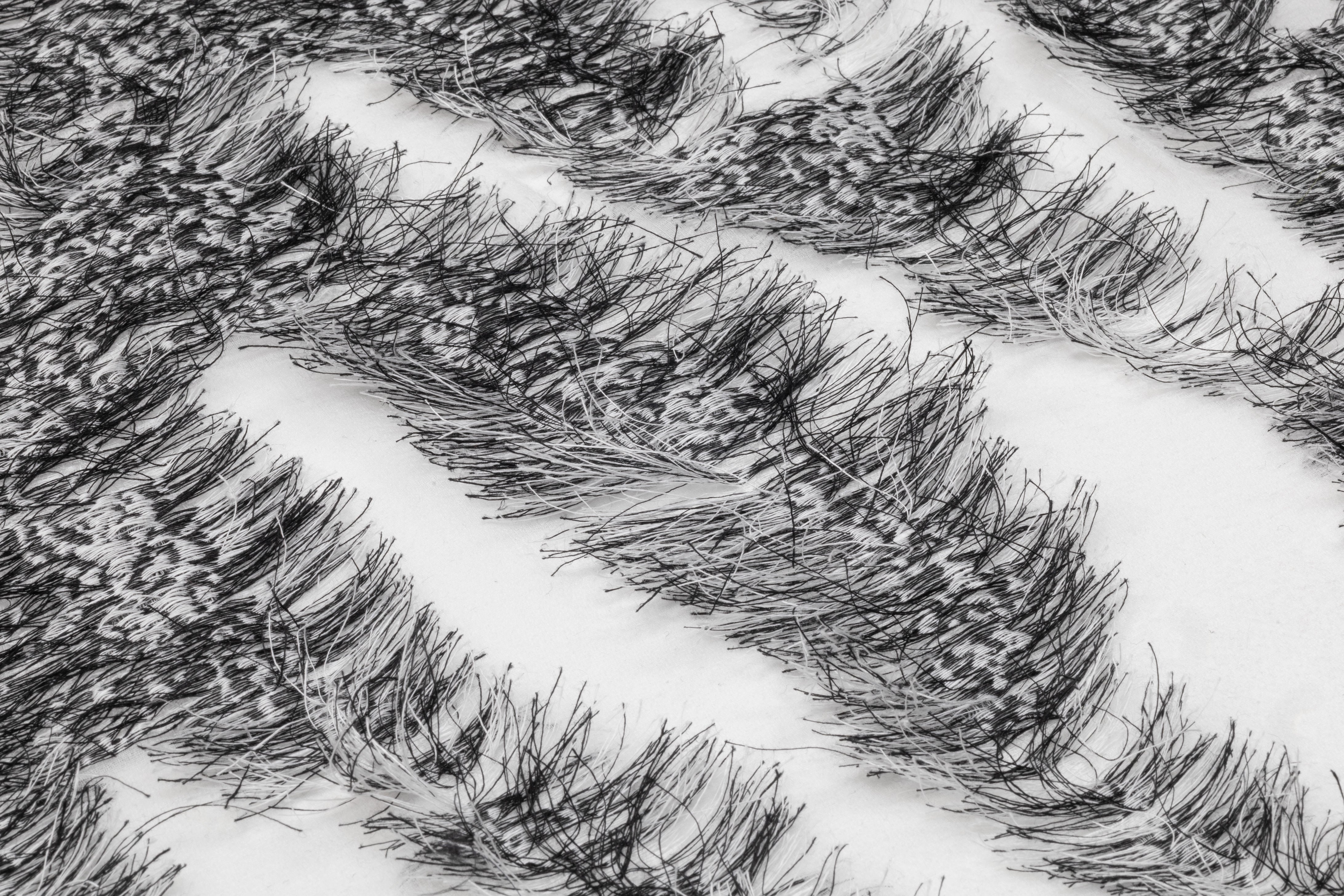 Fringed Italian Silk Blend Organza Fil Coupé - Gray