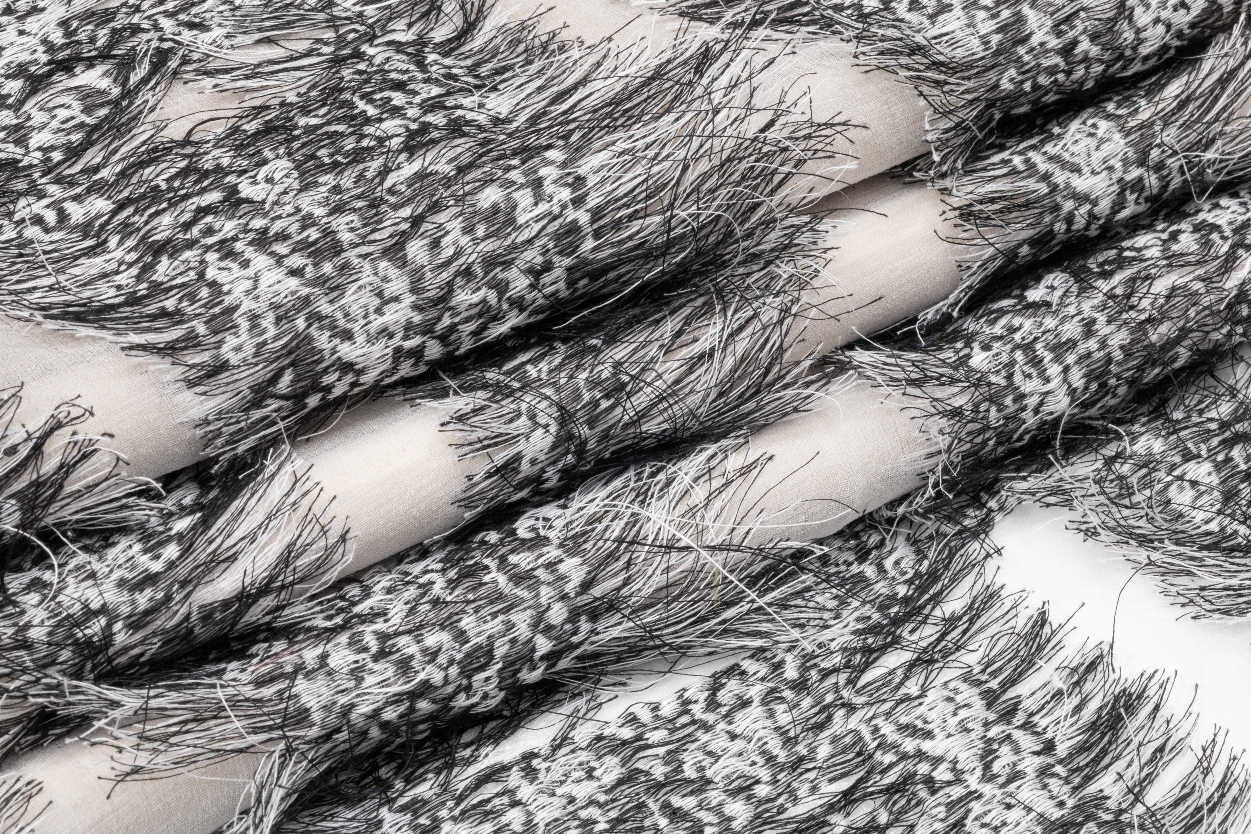 Fringed Italian Silk Blend Organza Fil Coupé - Gray
