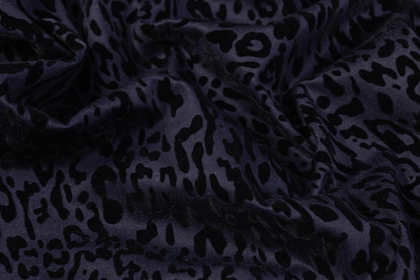 Italian Denim with Cheetah Pattern Flocking - Indigo / Black