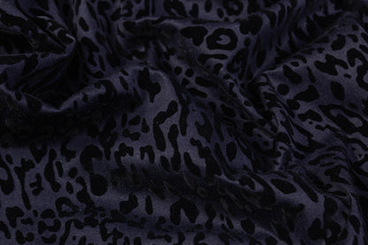 Italian Denim with Cheetah Pattern Flocking - Indigo / Black