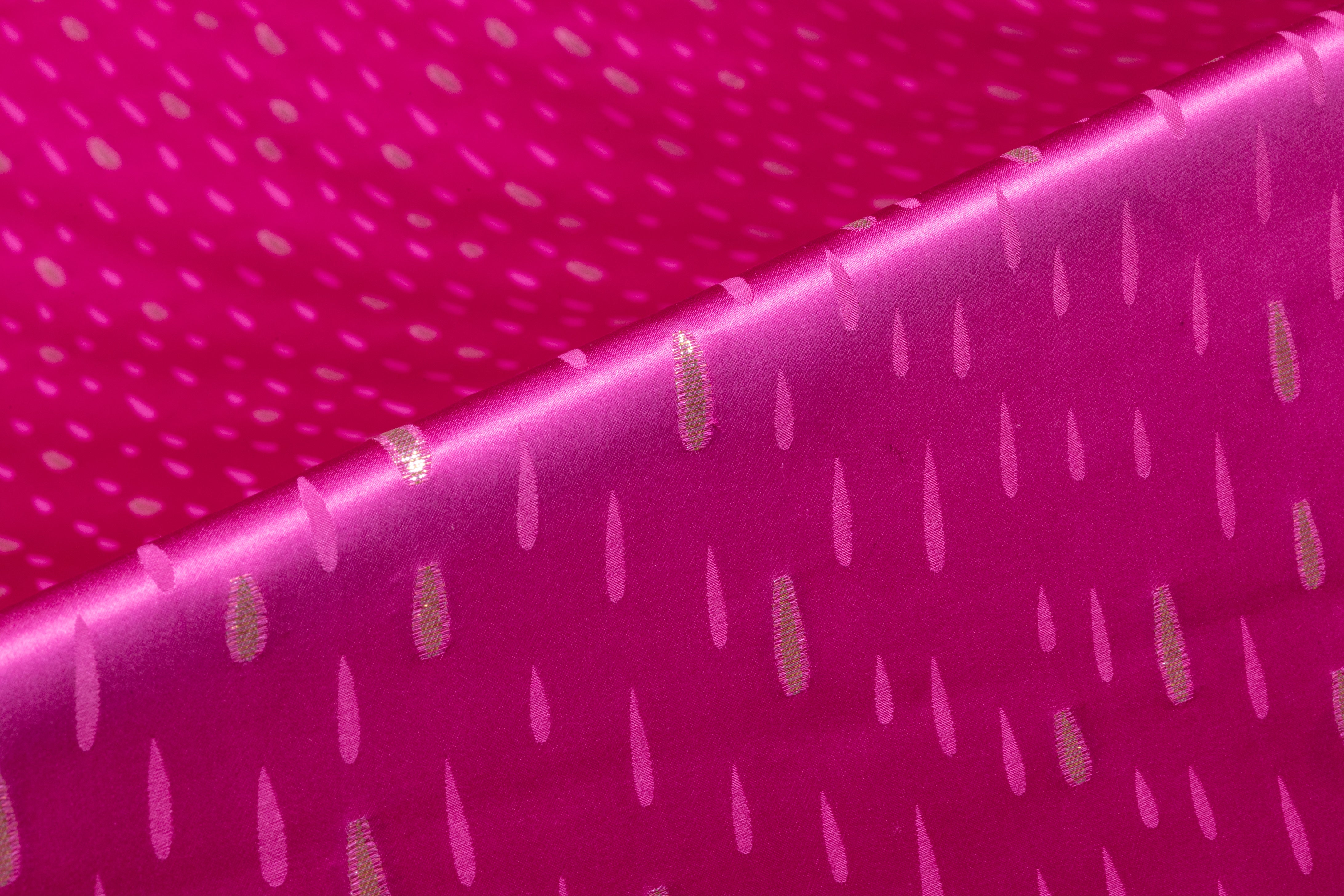 Tear Drop Metallic Italian Silk Jacquard - Fuchsia / Gold