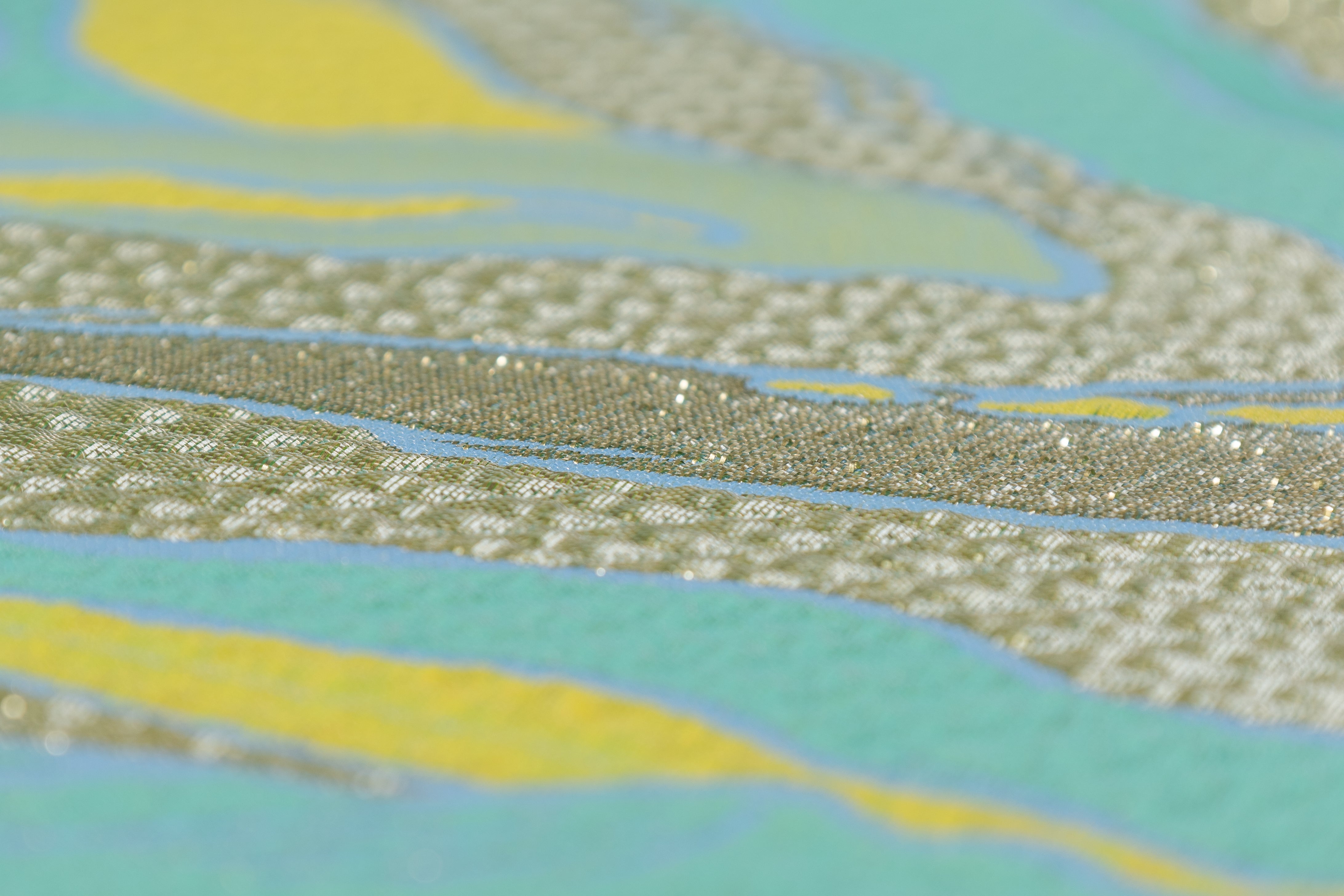 Abstract Metallic Matelassé Brocade - Green / Yellow / Gold