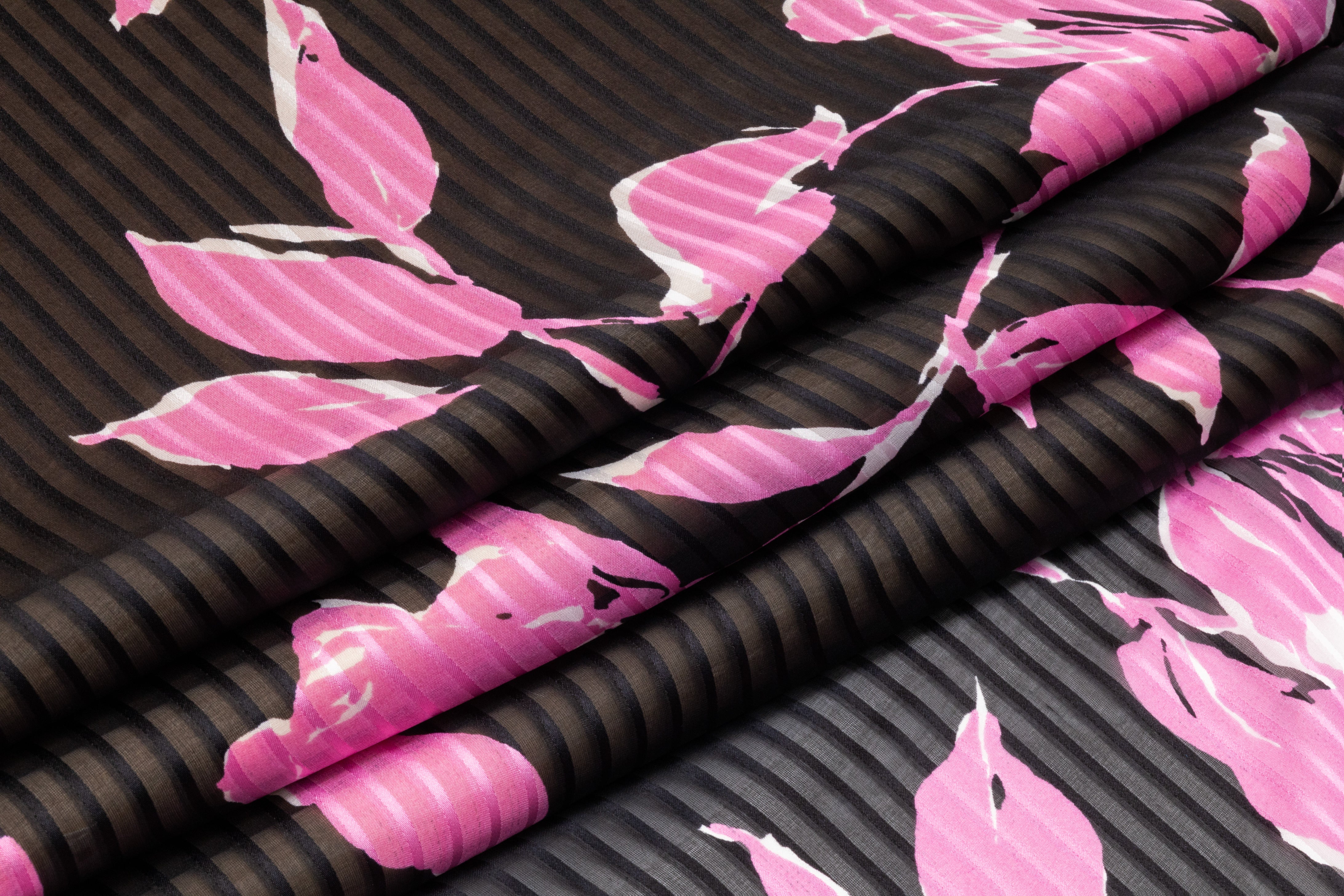 Emanuel Ungaro - Floral Silk Chiffon Burnout - Black / Pink