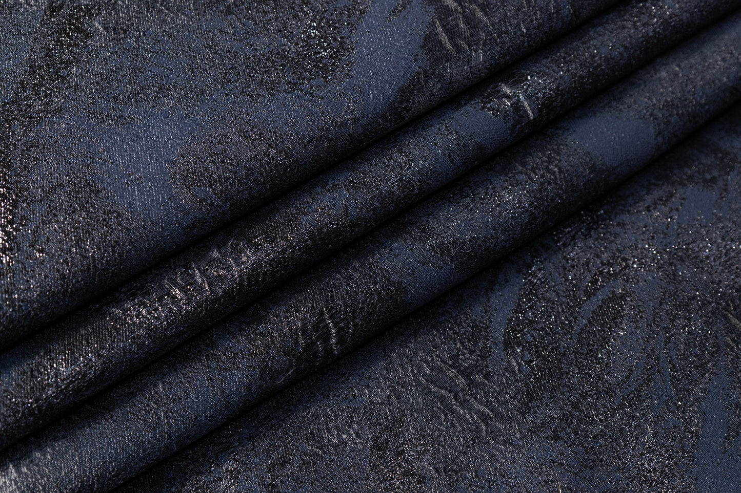 Abstract Metallic Cloqué Brocade - Blue / Black / Gray