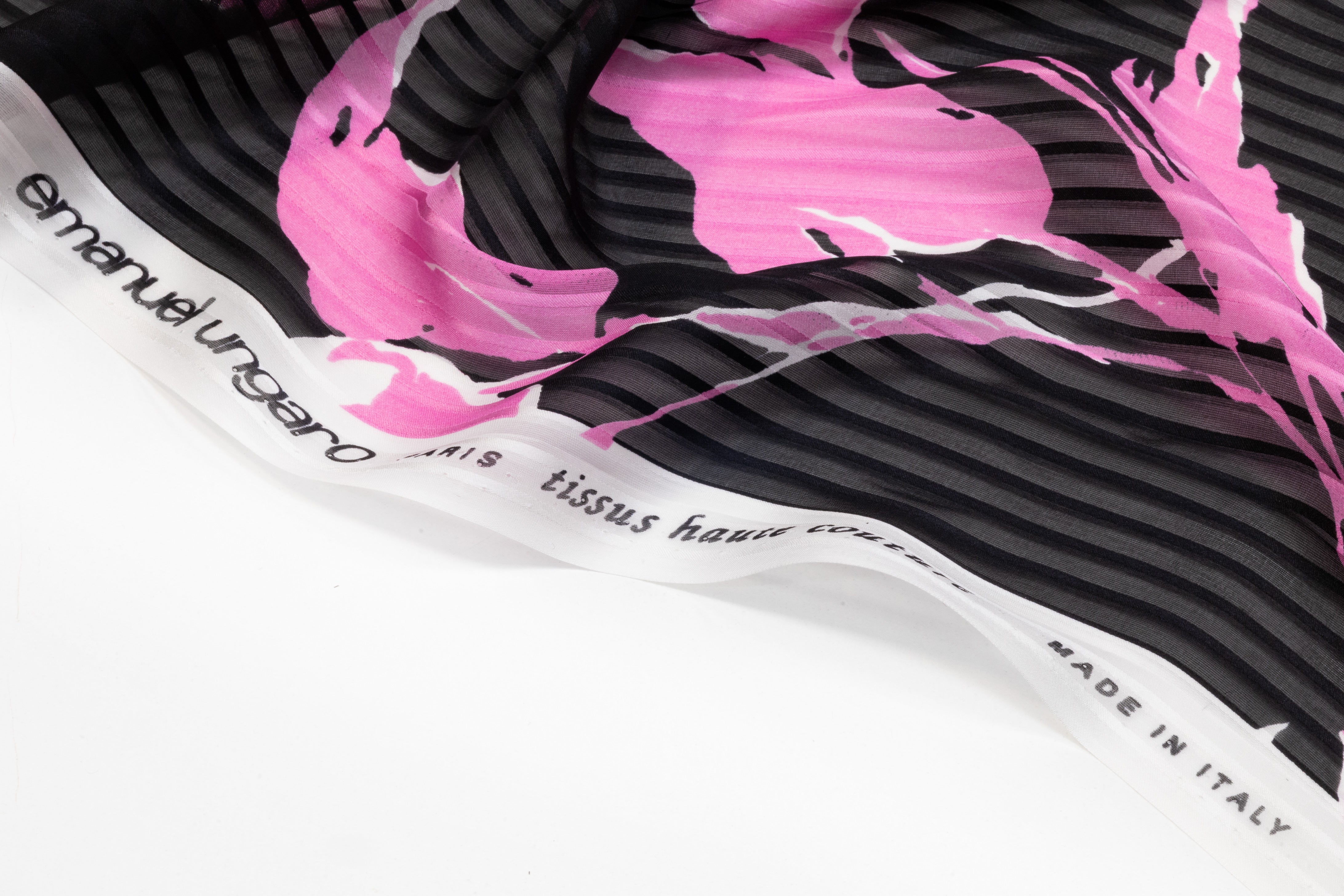 Emanuel Ungaro - Floral Silk Chiffon Burnout - Black / Pink