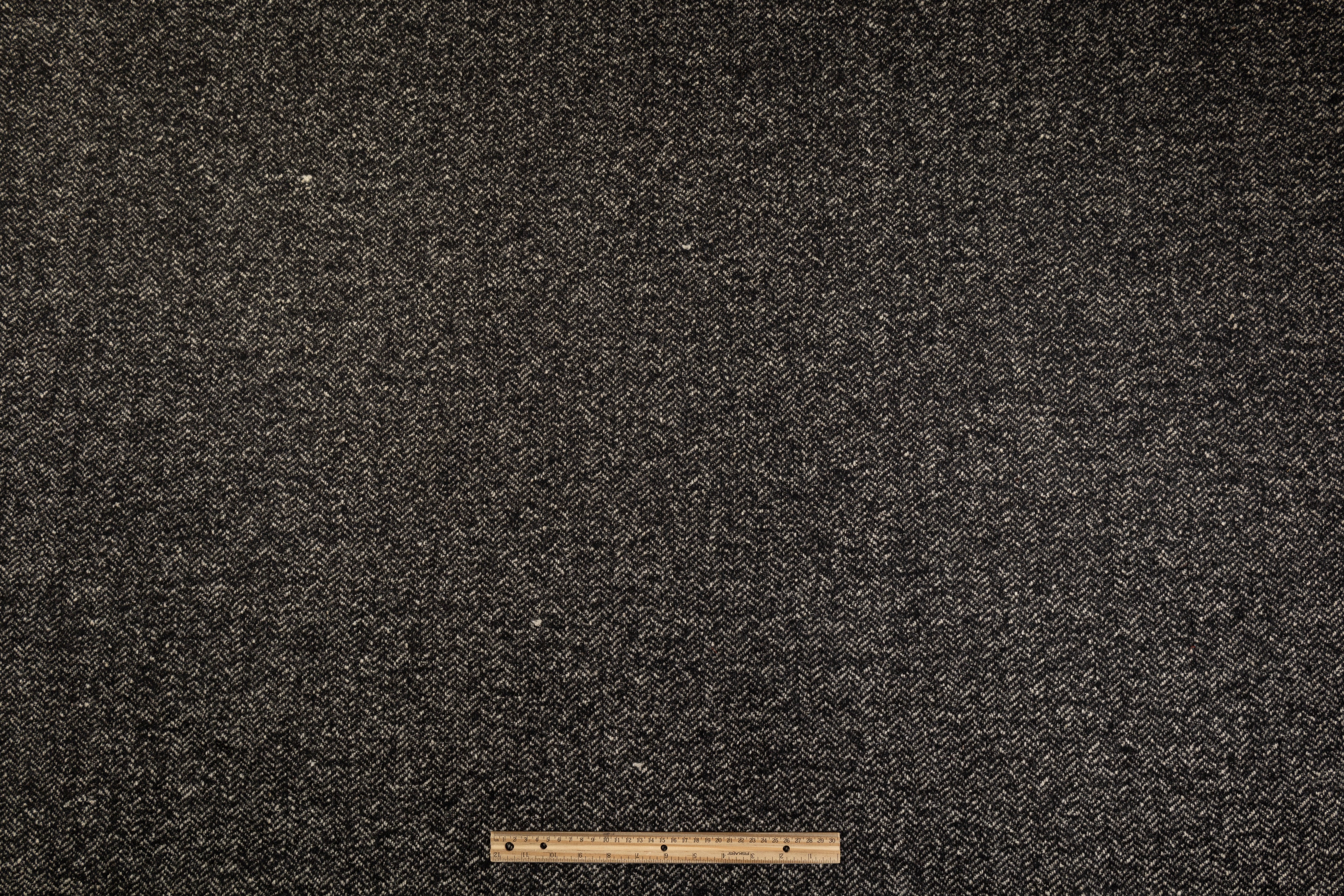 Herringbone Tweed Wool Coating - Charcoal Gray