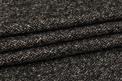 Herringbone Tweed Wool Coating - Charcoal Gray