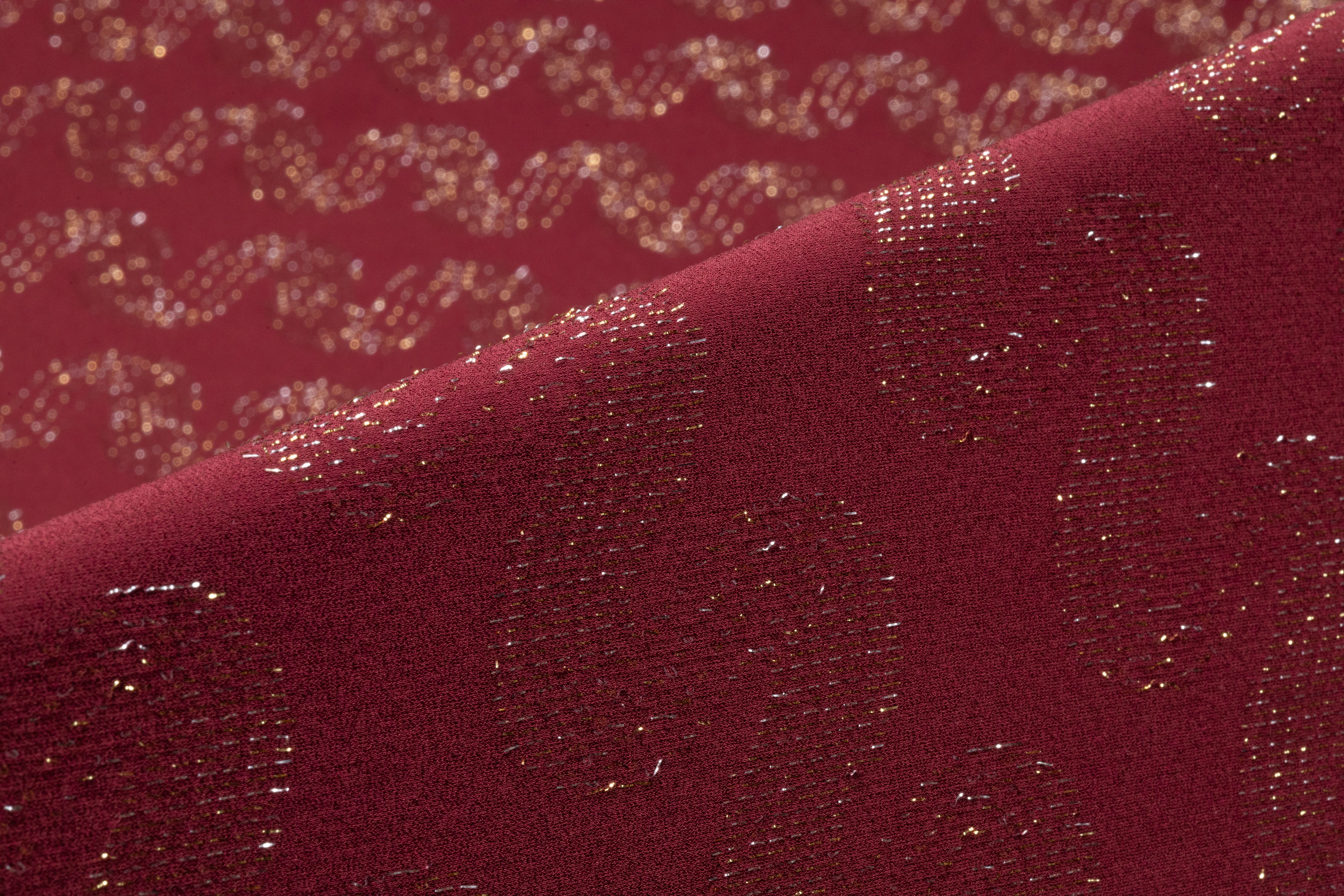 Metallic Italian Silk Jacquard - Burgundy / Gold