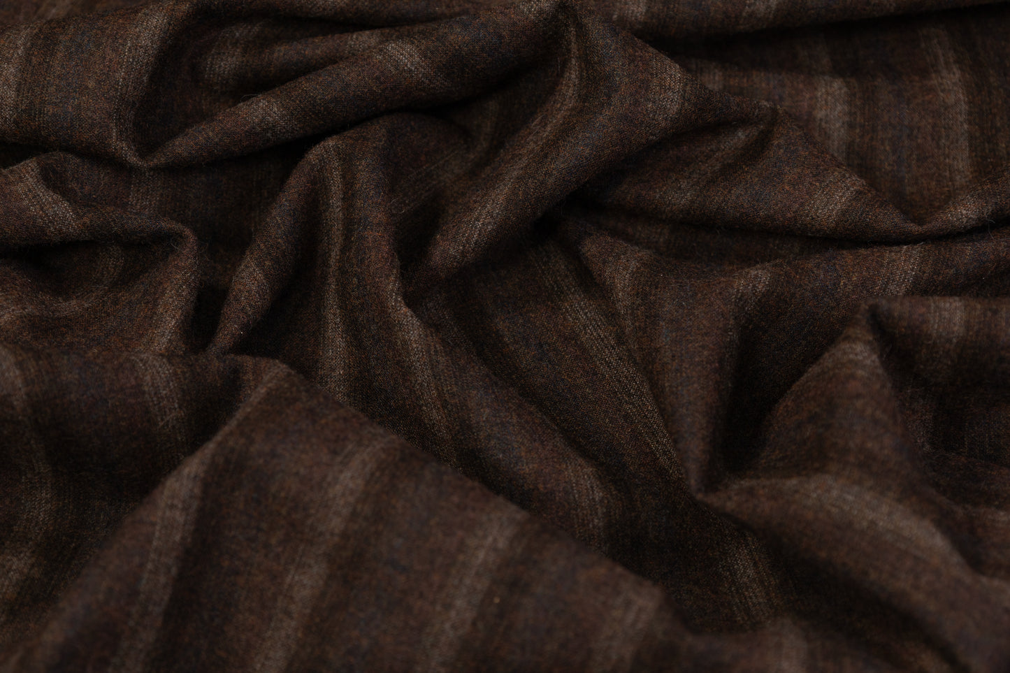 Striped Wool Blend Flannel Suiting - Brown