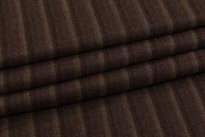 Striped Wool Blend Flannel Suiting - Brown