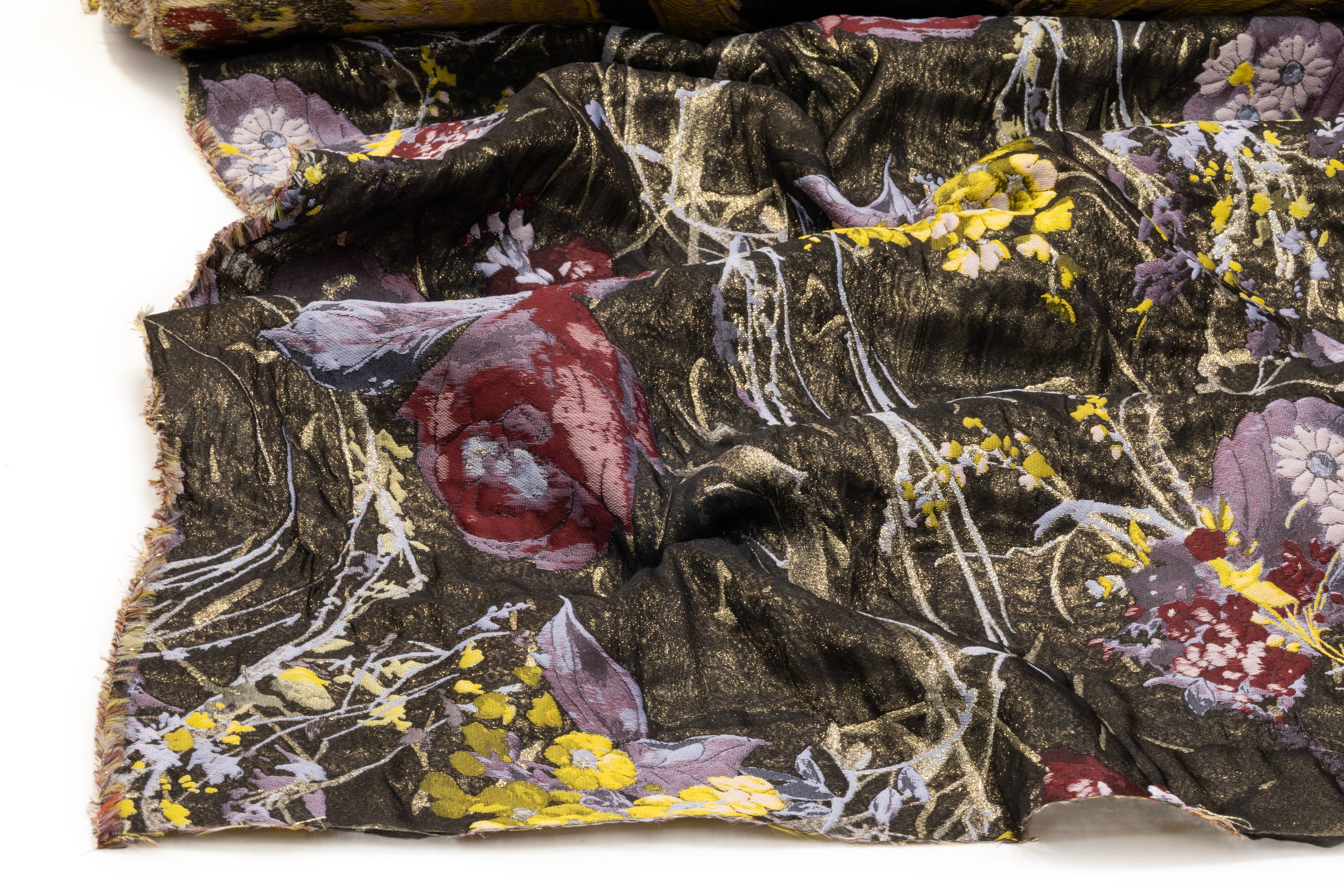 Floral Metallic Italian Silk Blend Double Organza Brocade - Antique Gold