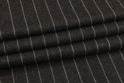 Chalk Striped Wool Blend Flannel Suiting - Charcoal Gray