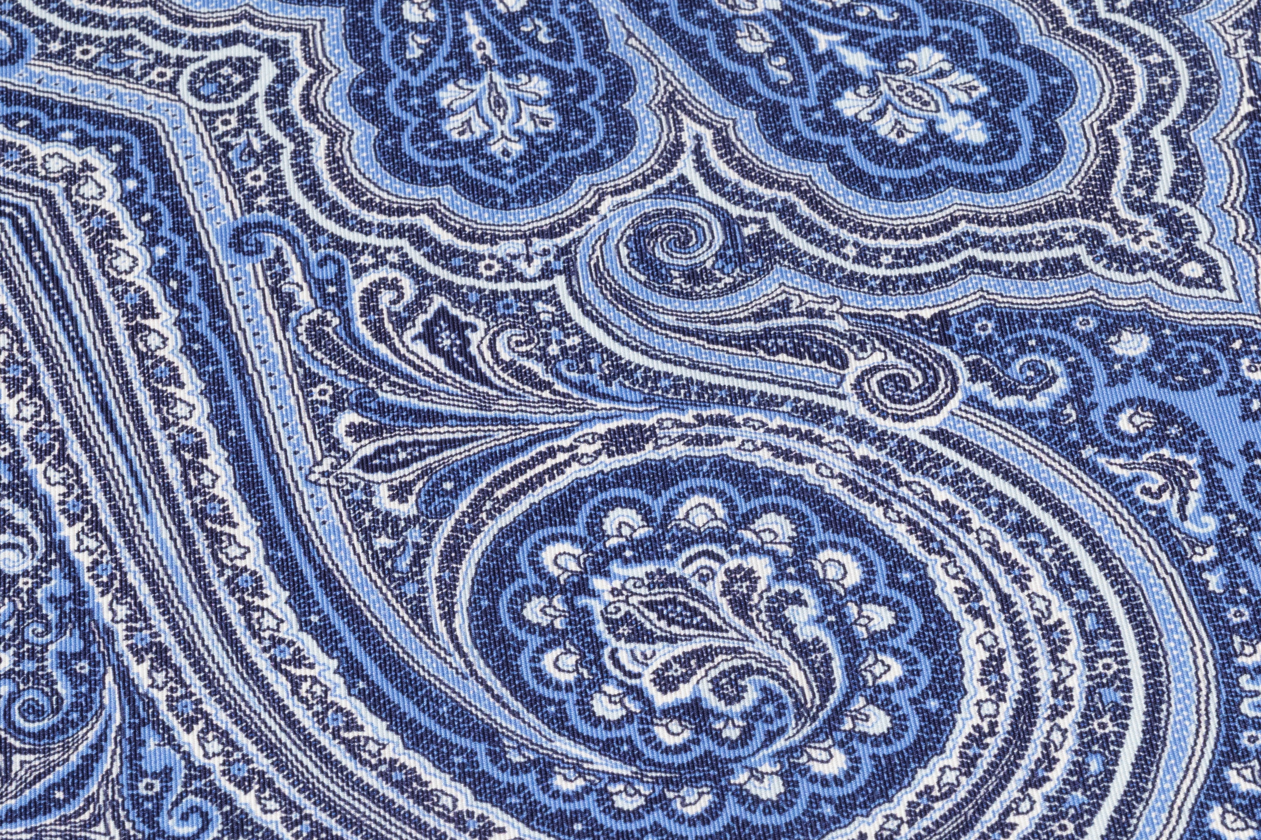 Paisley Italian Silk Twill - Blue