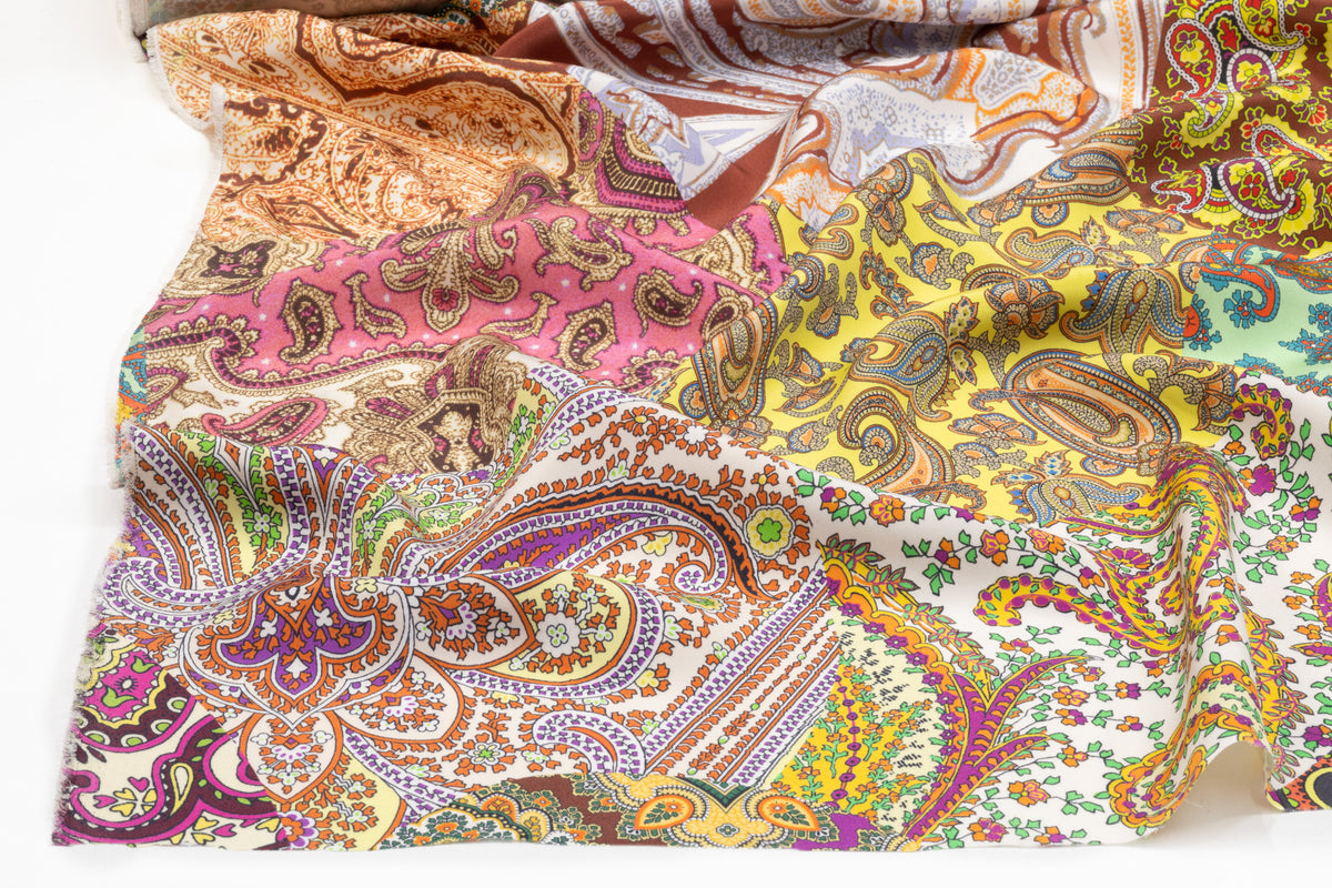 Patchwork Paisley Italian 4 Ply Silk Crepe - Multicolor