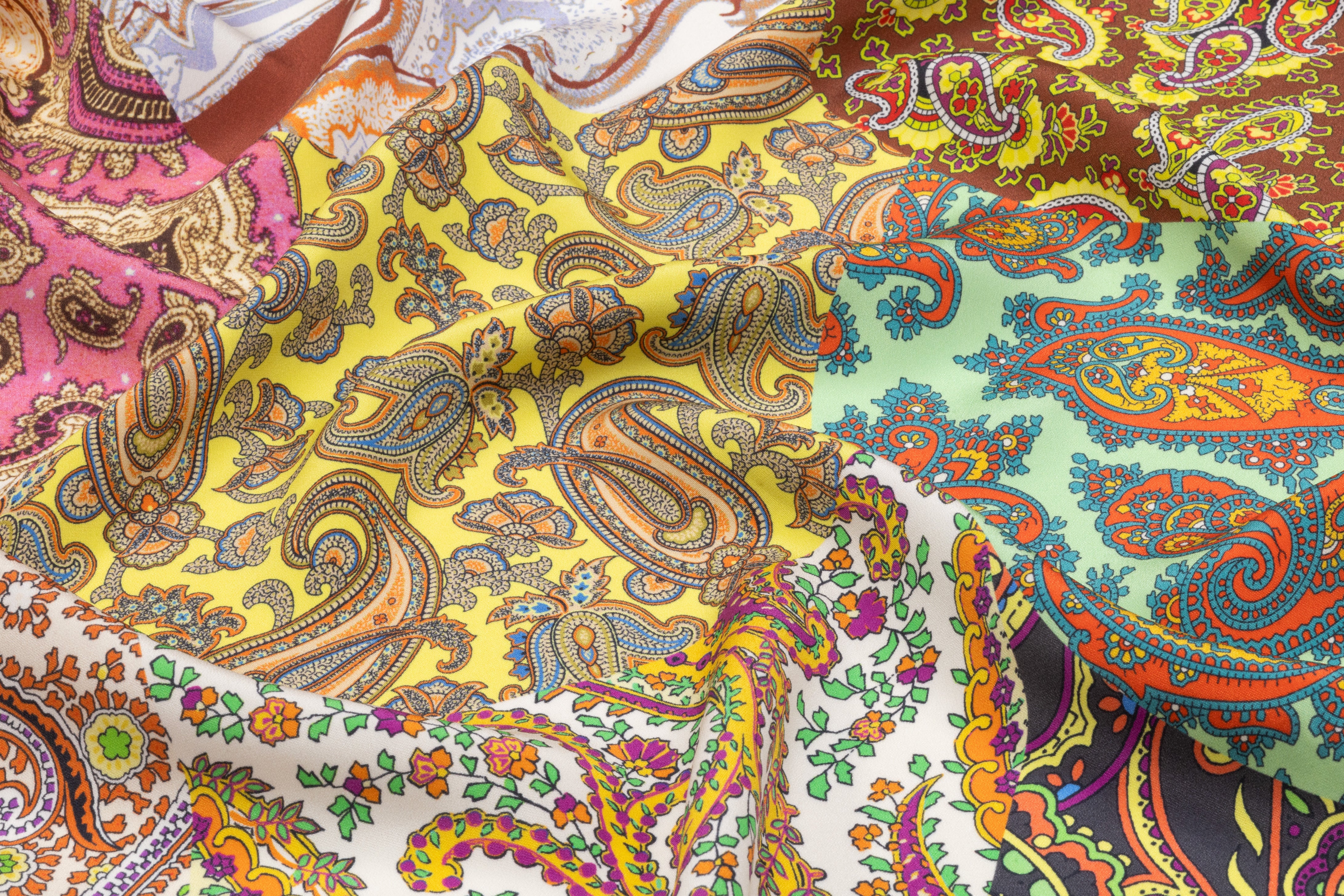 Patchwork Paisley Italian 4 Ply Silk Crepe - Multicolor