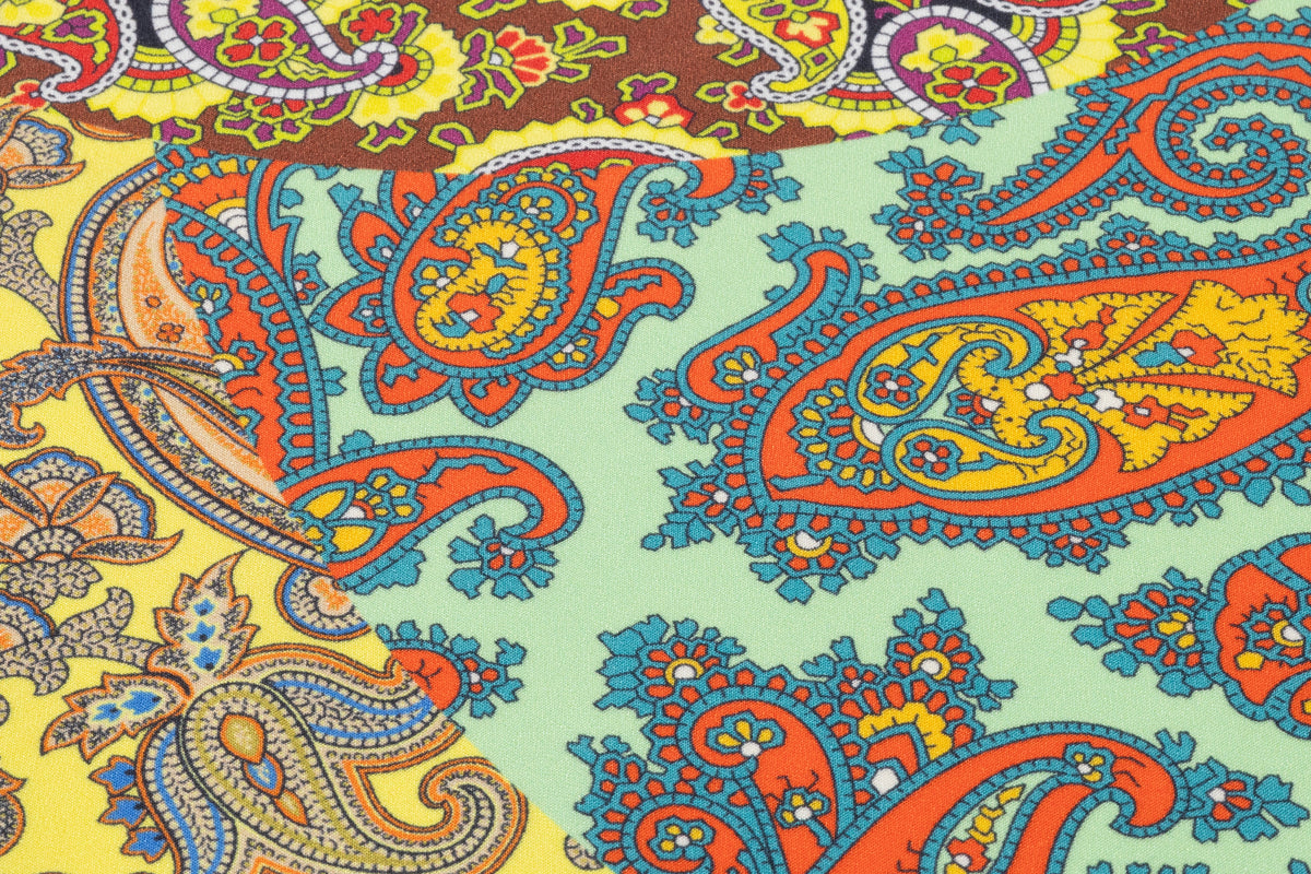 Patchwork Paisley Italian 4 Ply Silk Crepe - Multicolor