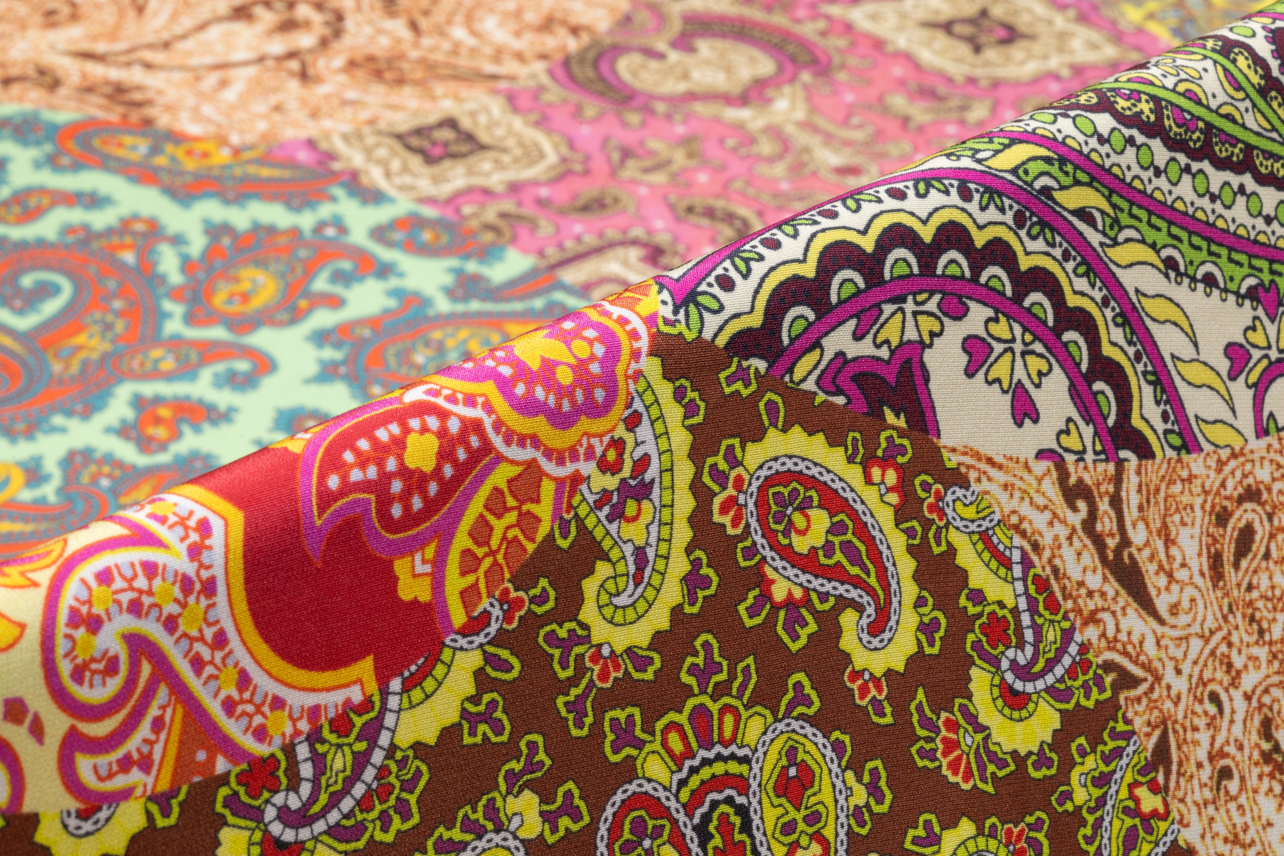 Patchwork Paisley Italian 4 Ply Silk Crepe - Multicolor
