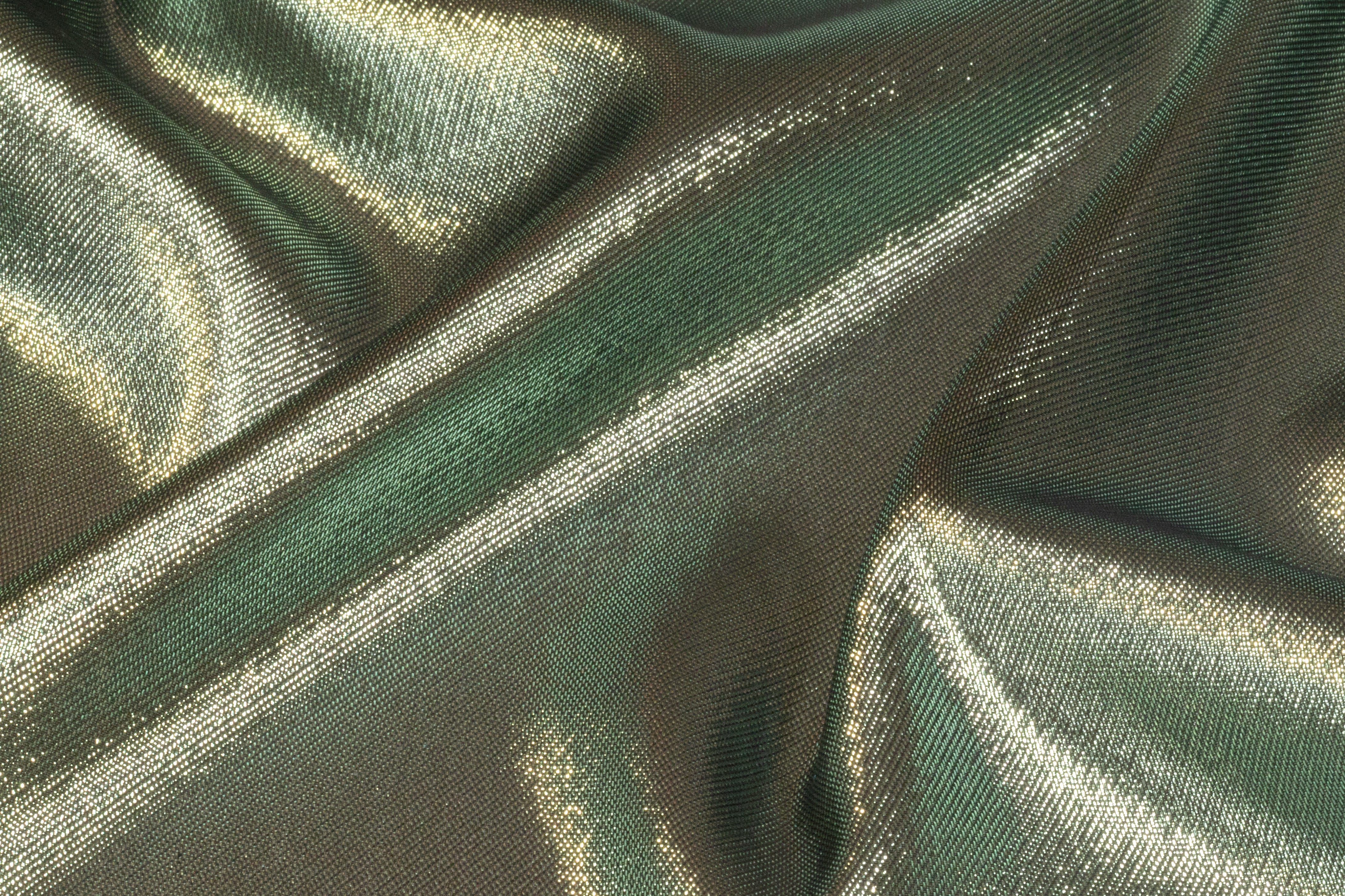 Italian Silk Lamé - Green Silver