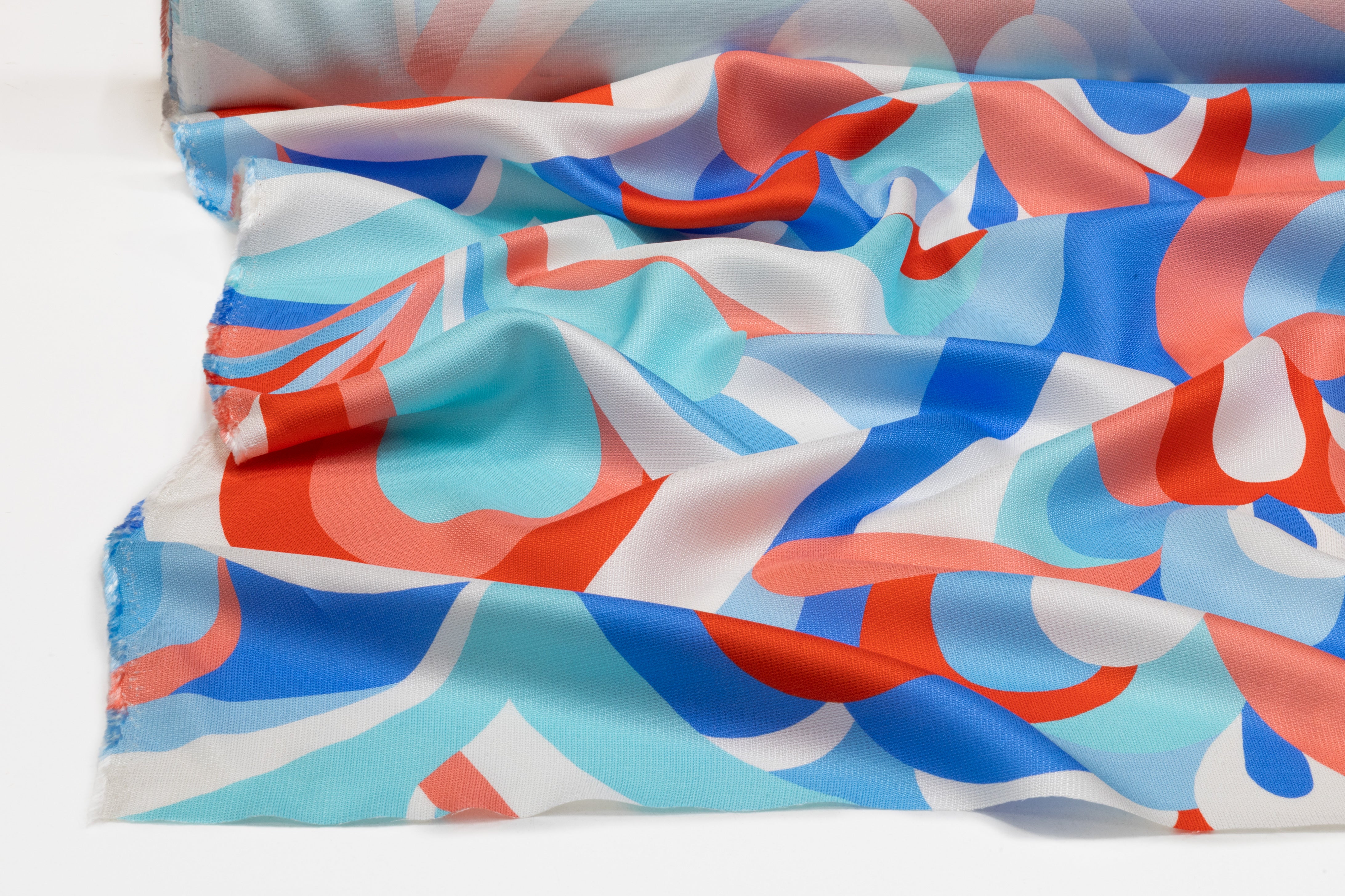 Abstract Italian Silk Marquisette - Blue / Red