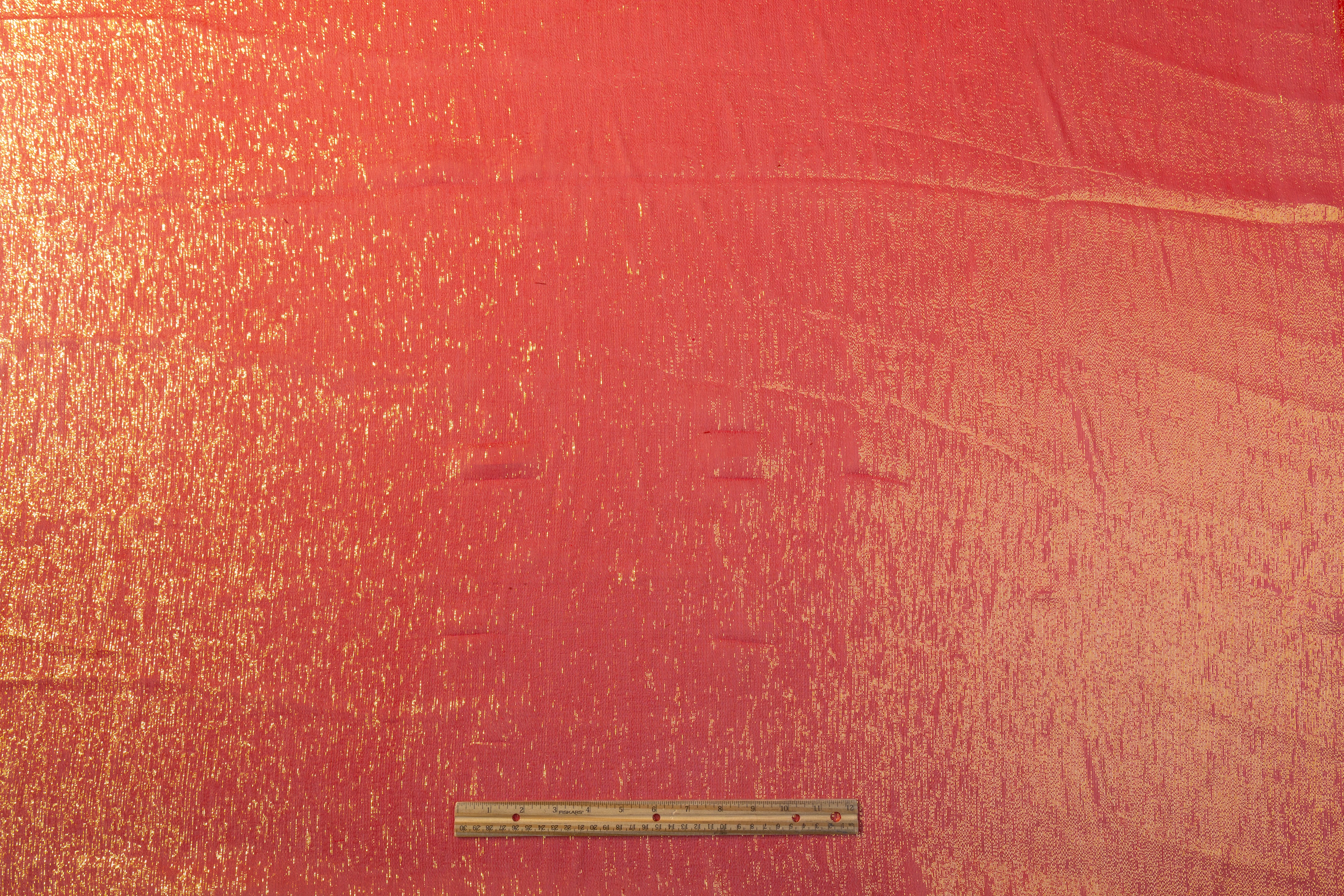 Silk Chiffon Lamé - Red / Gold