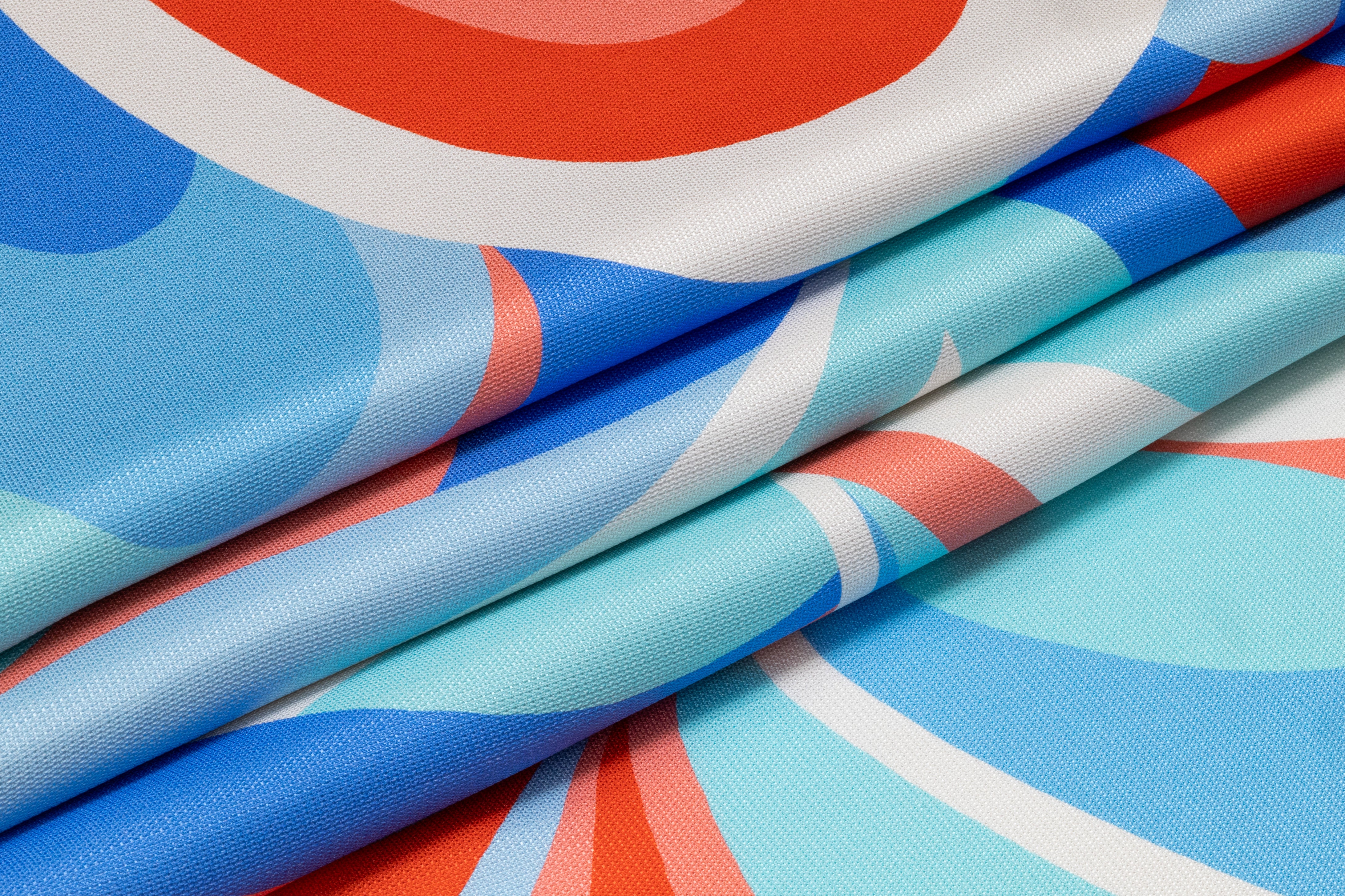 Abstract Italian Silk Marquisette - Blue / Red