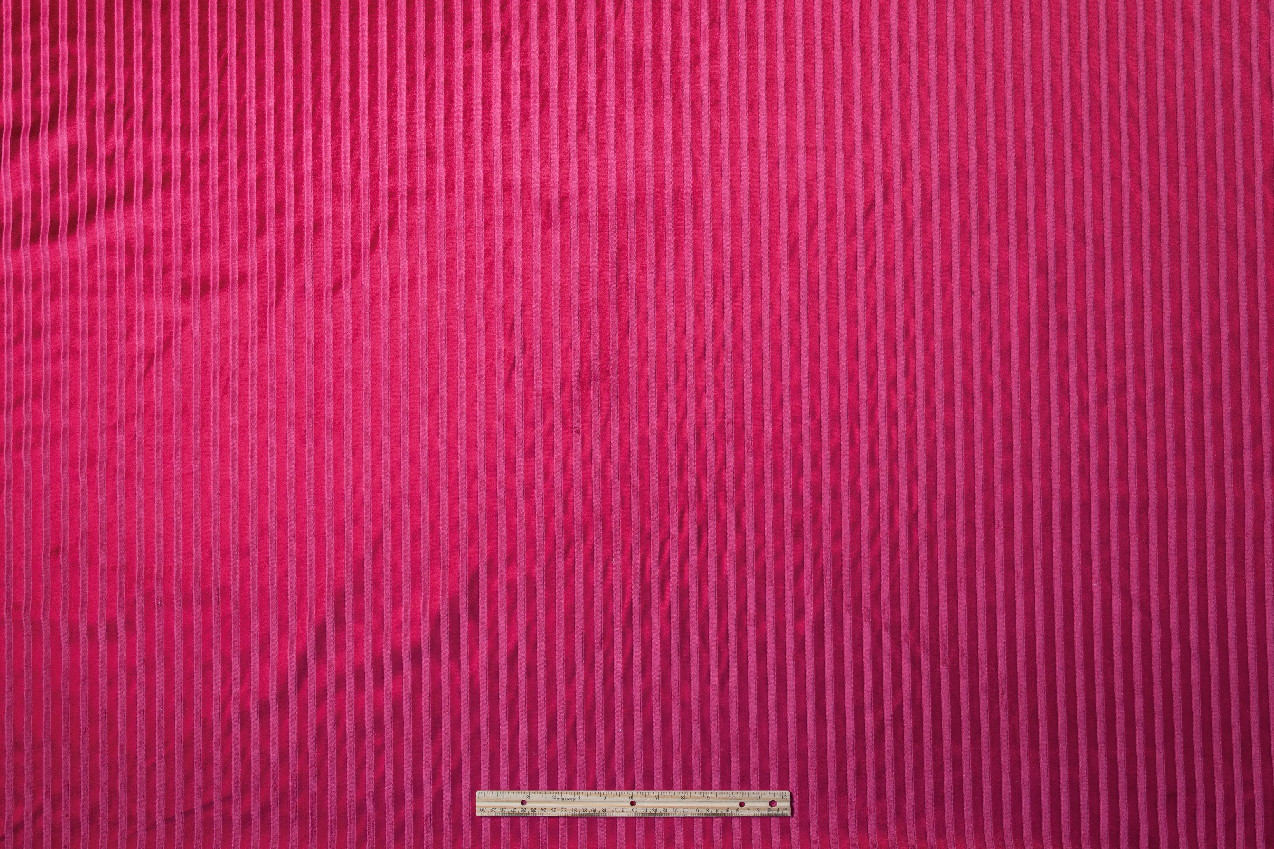 Striped Upholstery Velvet - Ruby Red