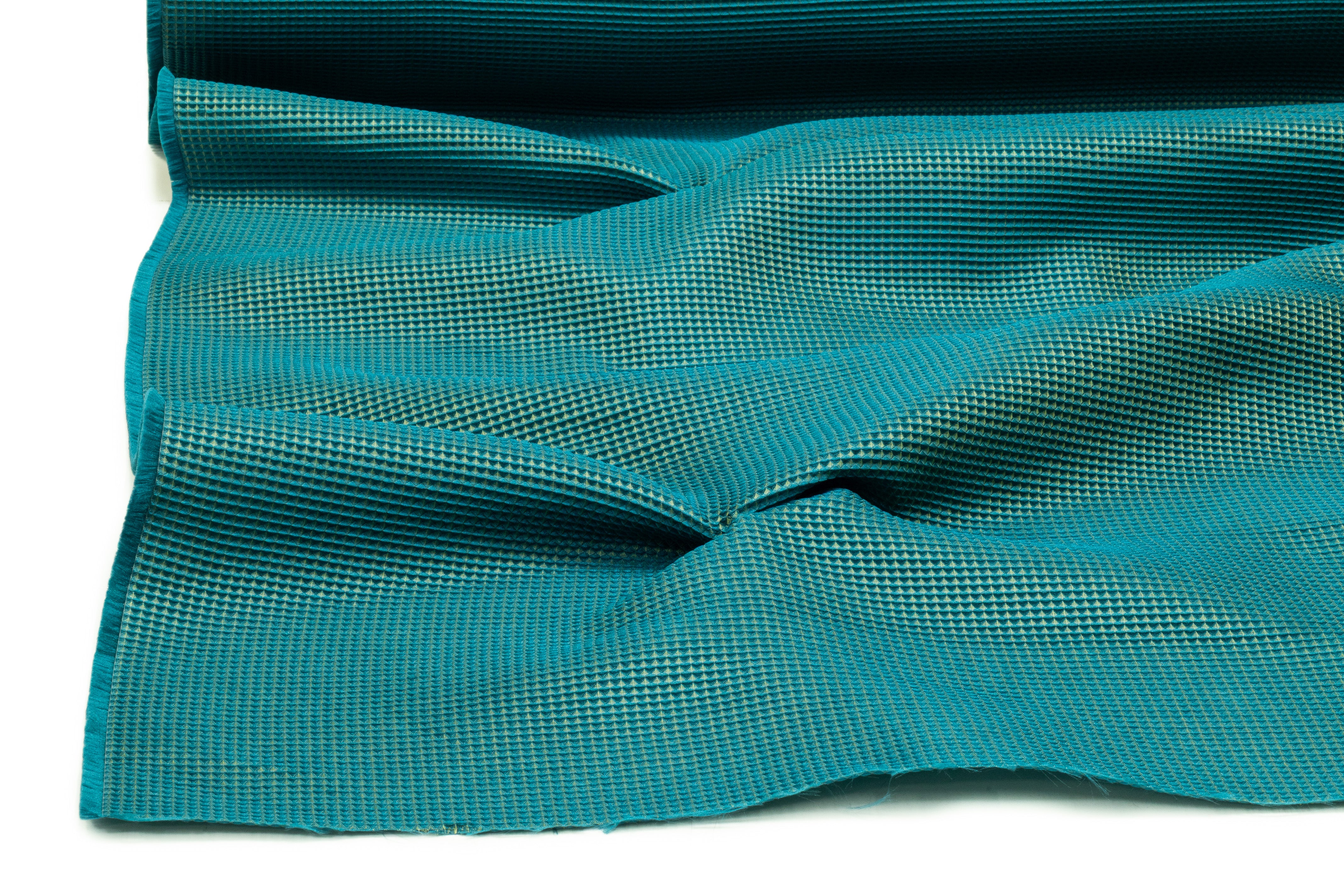 Textured Italian Silk Blend Brocade - Teal Blue / Green