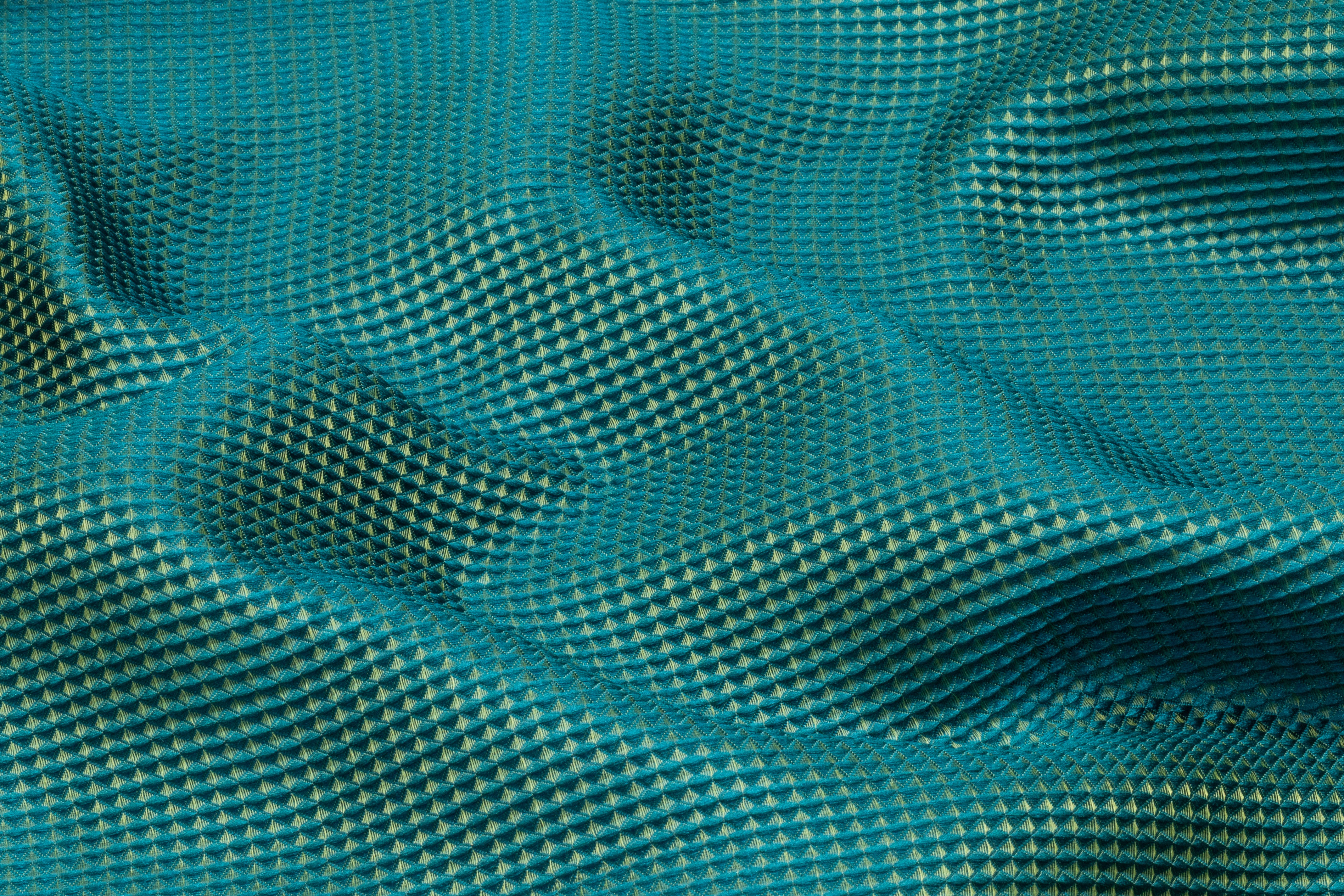Textured Italian Silk Blend Brocade - Teal Blue / Green