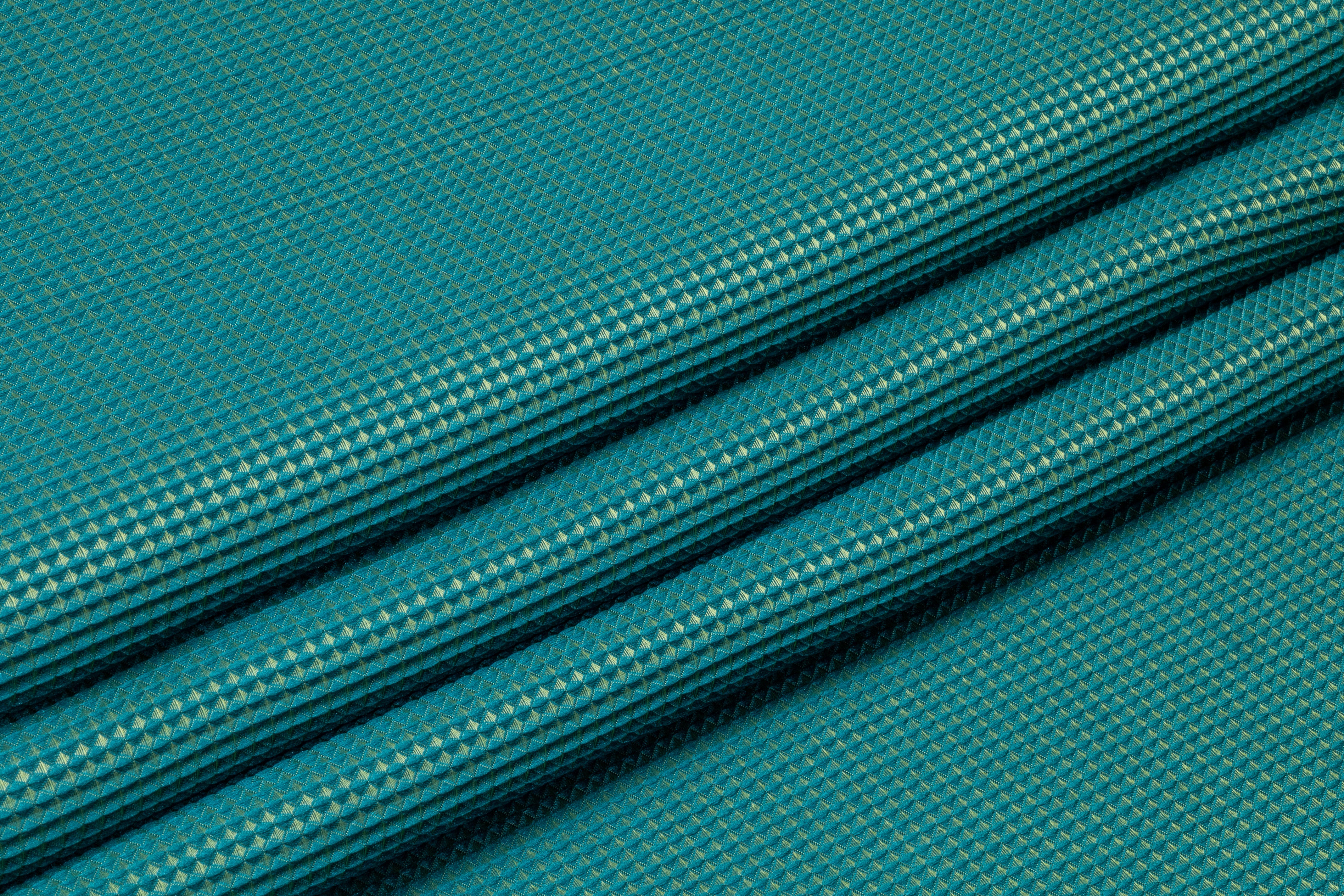 Textured Italian Silk Blend Brocade - Teal Blue / Green