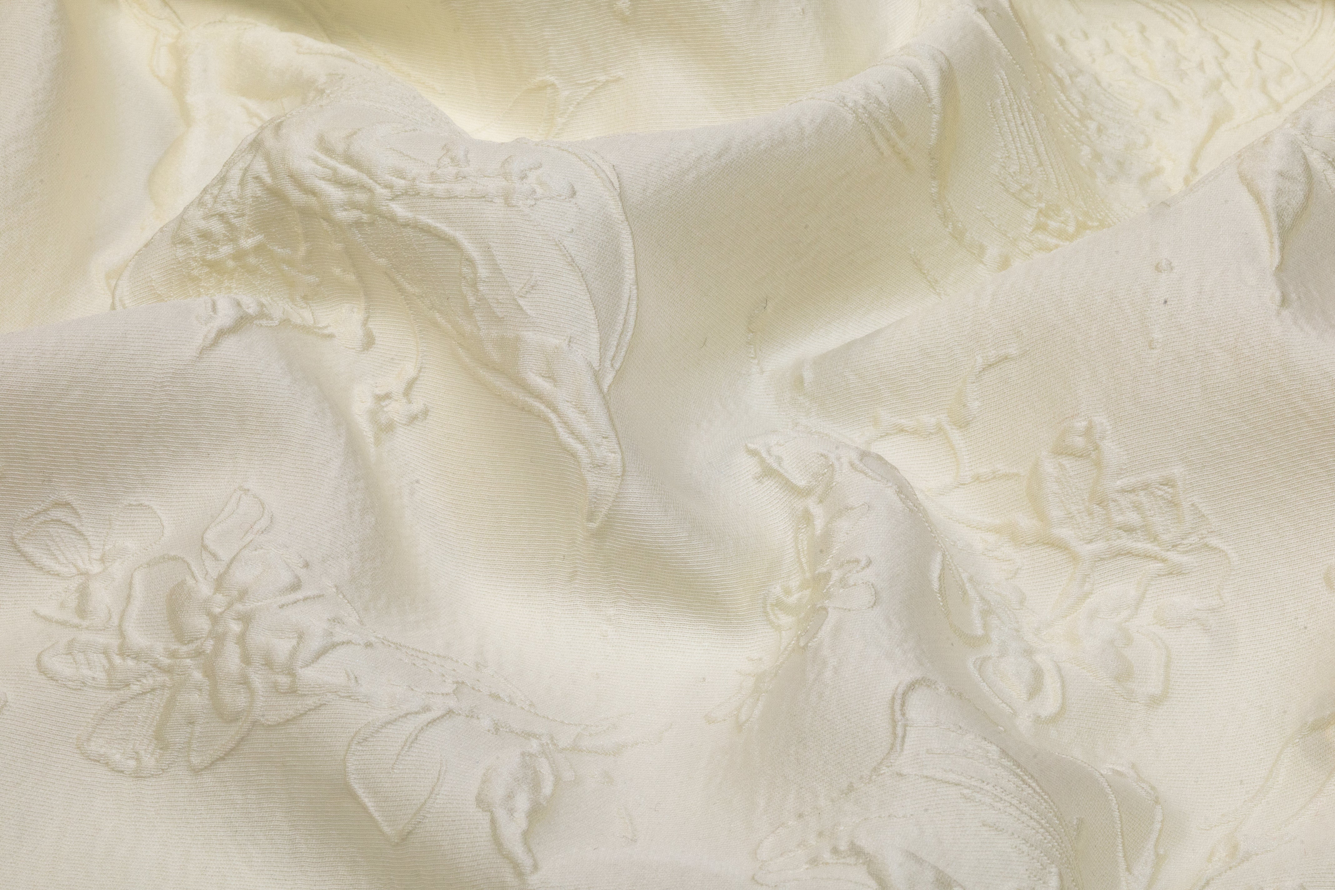 Floral Italian Silk Blend Cloqué Brocade - Ivory